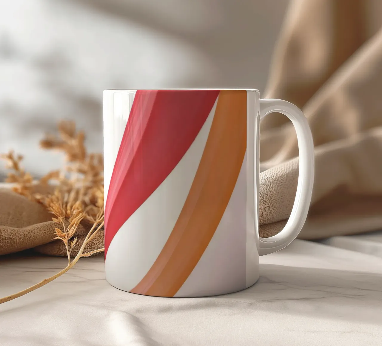 Nastri astratti rosa e arancio con riflessi tazza in ceramica da DesignDoodle