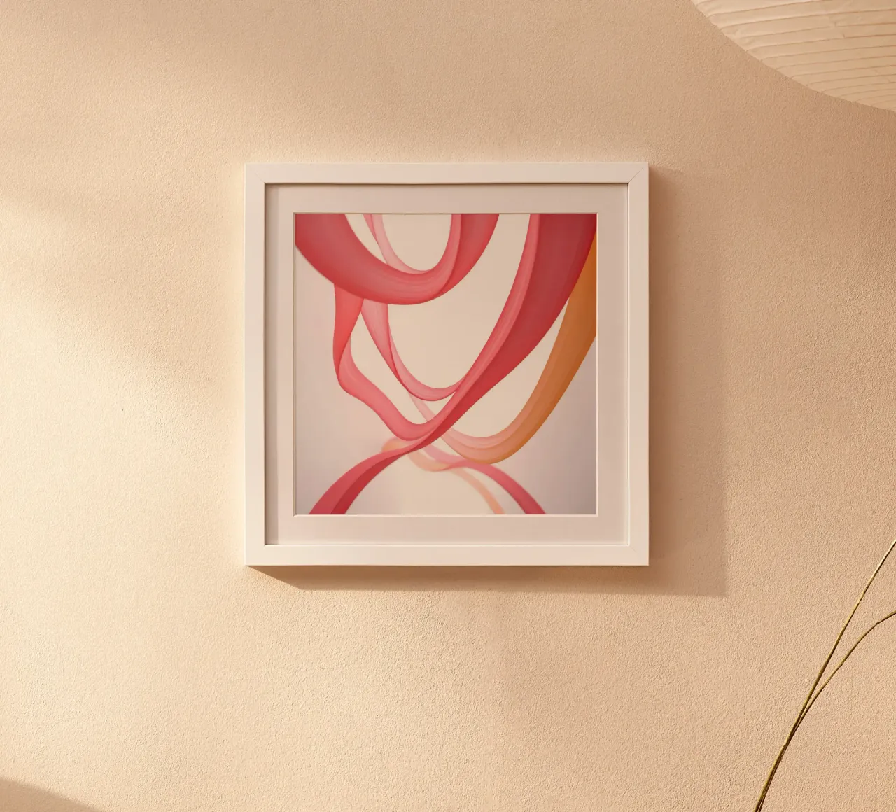 Nastri astratti rosa e arancio con riflessi poster da DesignDoodle