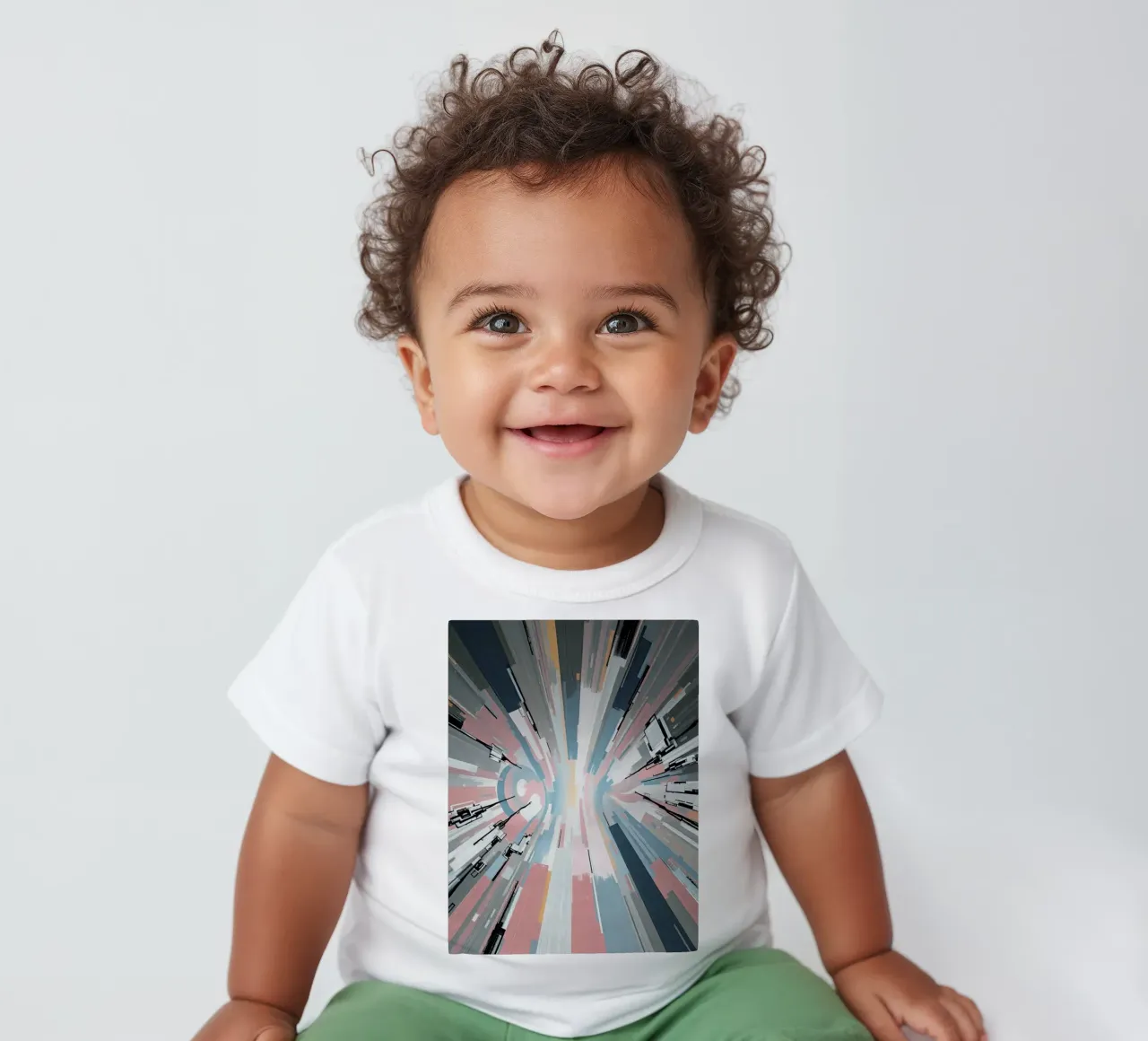 Composizione astratta a linee radiali con luce centrale maglietta neonato da DesignDoodle