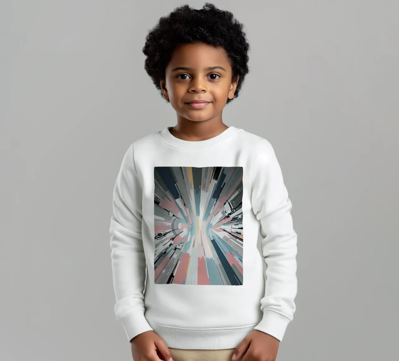 Composizione astratta a linee radiali con luce centrale felpa bambino da DesignDoodle