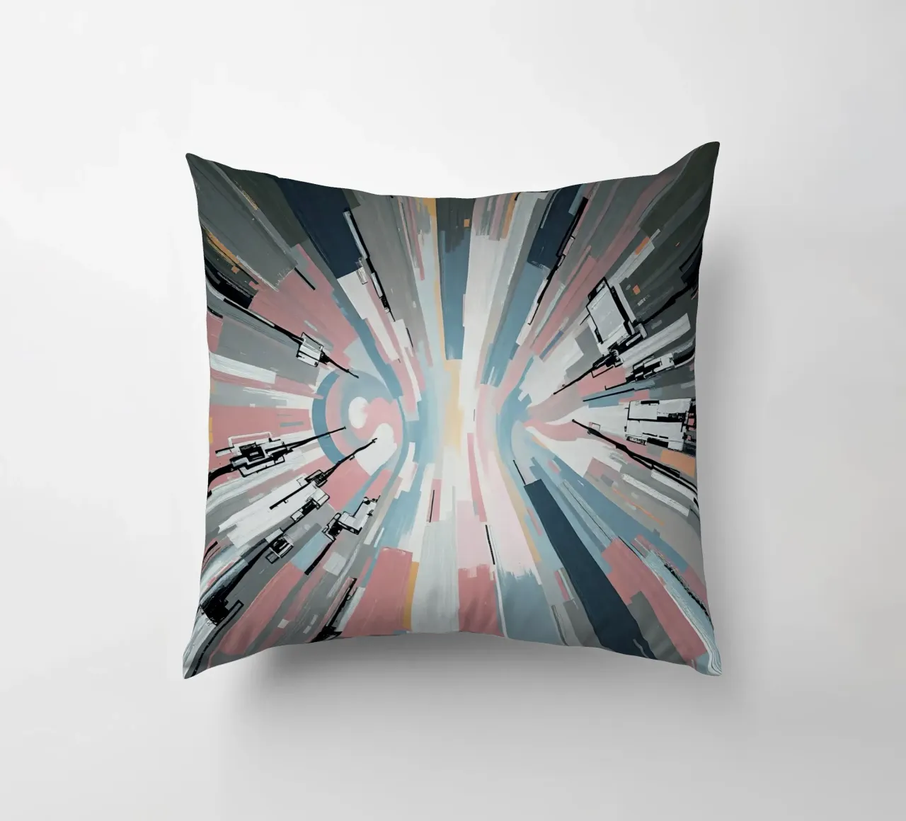 Composizione astratta a linee radiali con luce centrale cuscino da DesignDoodle