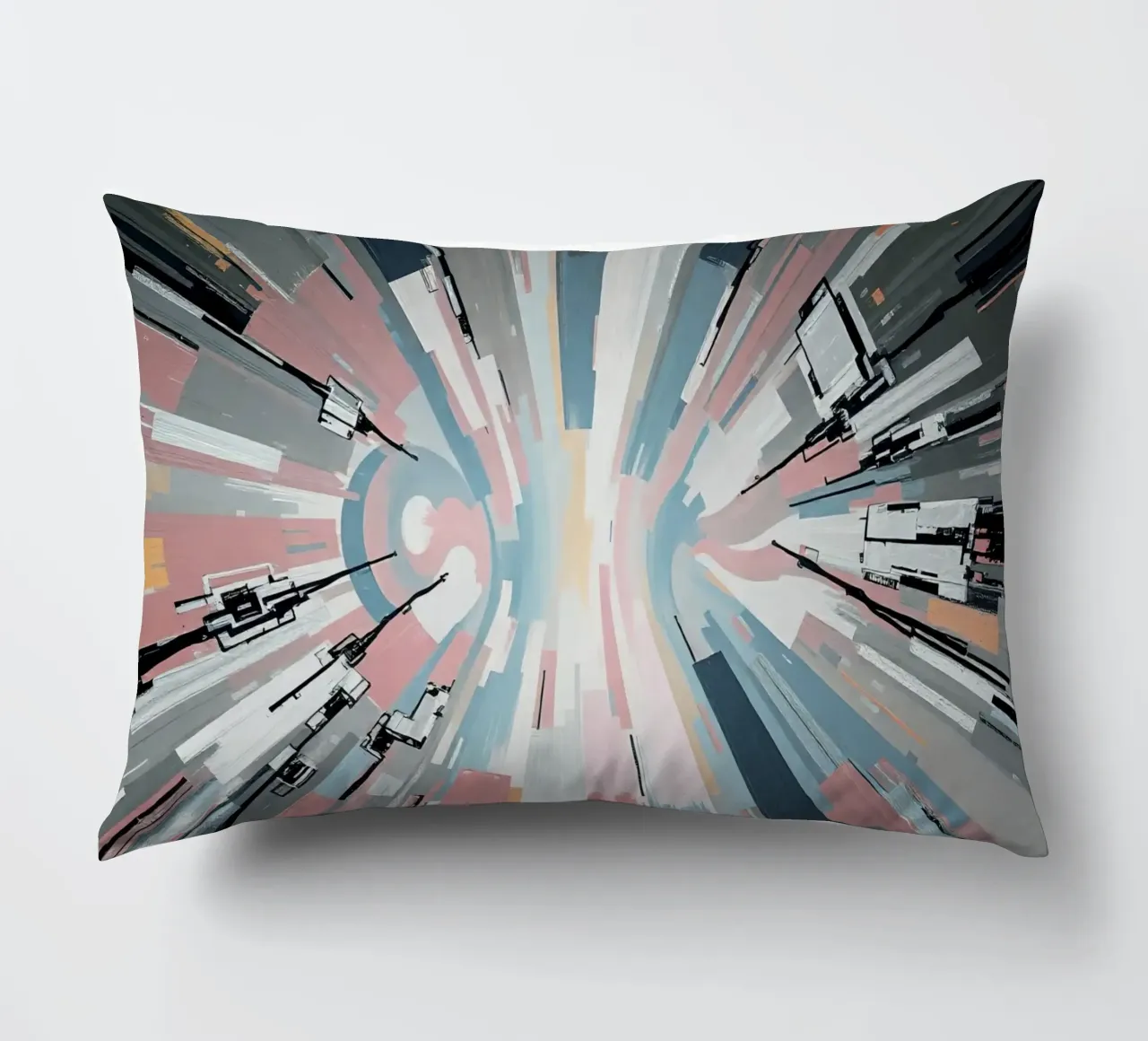 Composizione astratta a linee radiali con luce centrale cuscino da DesignDoodle