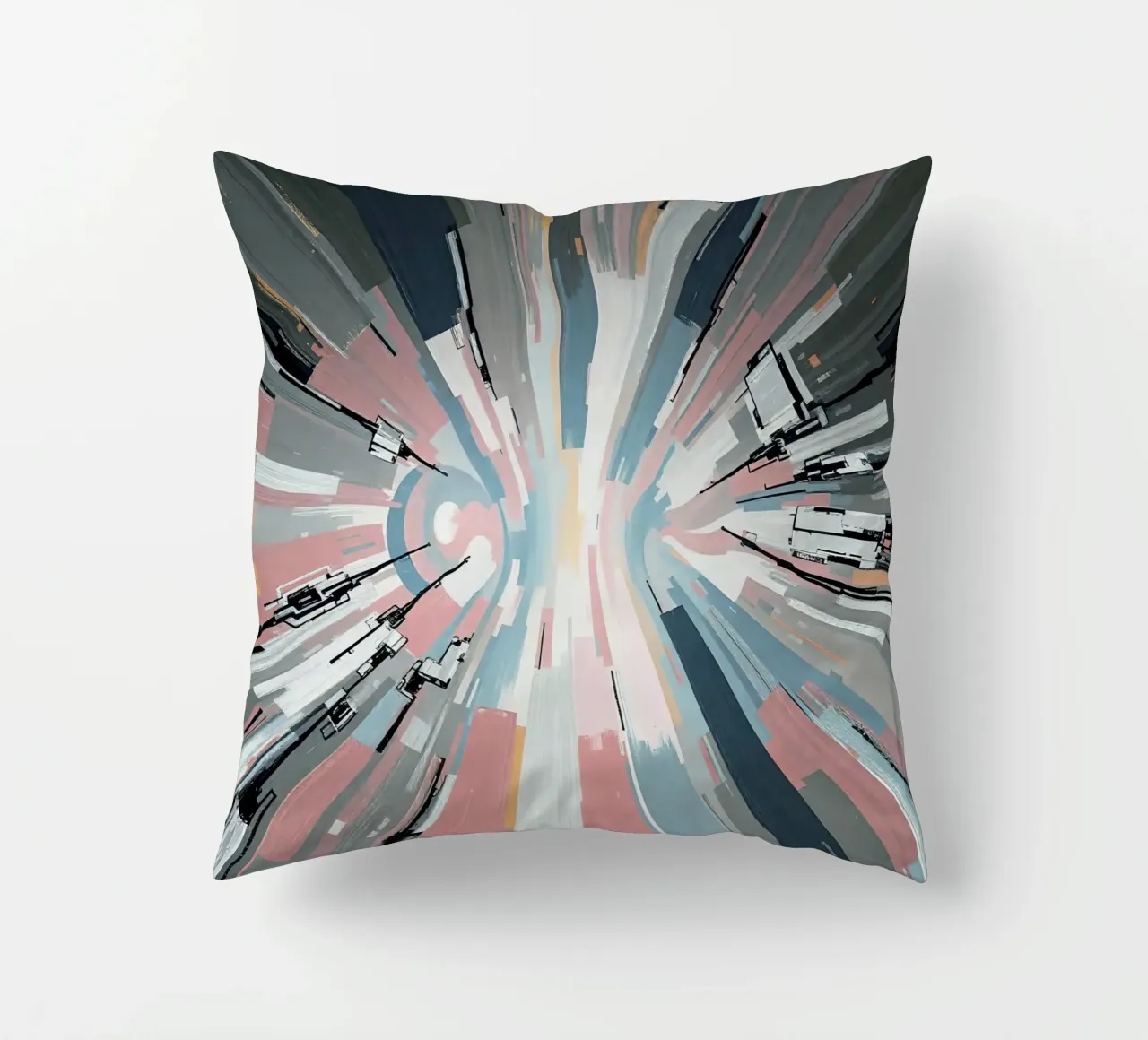 Composizione astratta a linee radiali con luce centrale cuscino da DesignDoodle