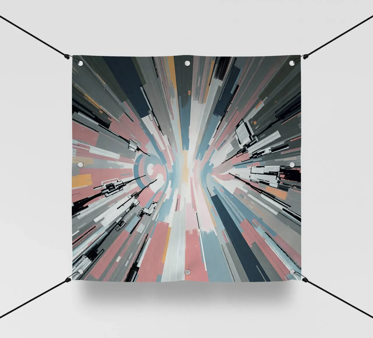 Composizione astratta a linee radiali con luce centrale telo in pvc da DesignDoodle