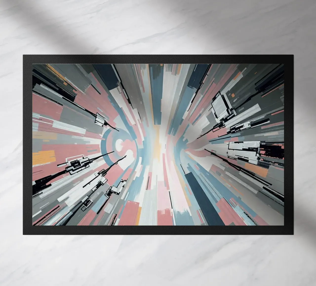 Composizione astratta a linee radiali con luce centrale zerbino da DesignDoodle