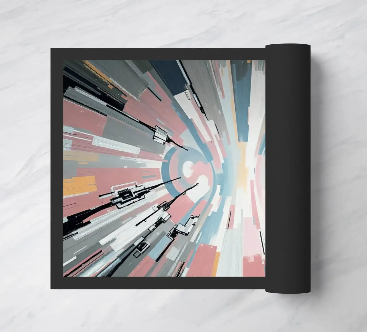 Composizione astratta a linee radiali con luce centrale zerbino da DesignDoodle