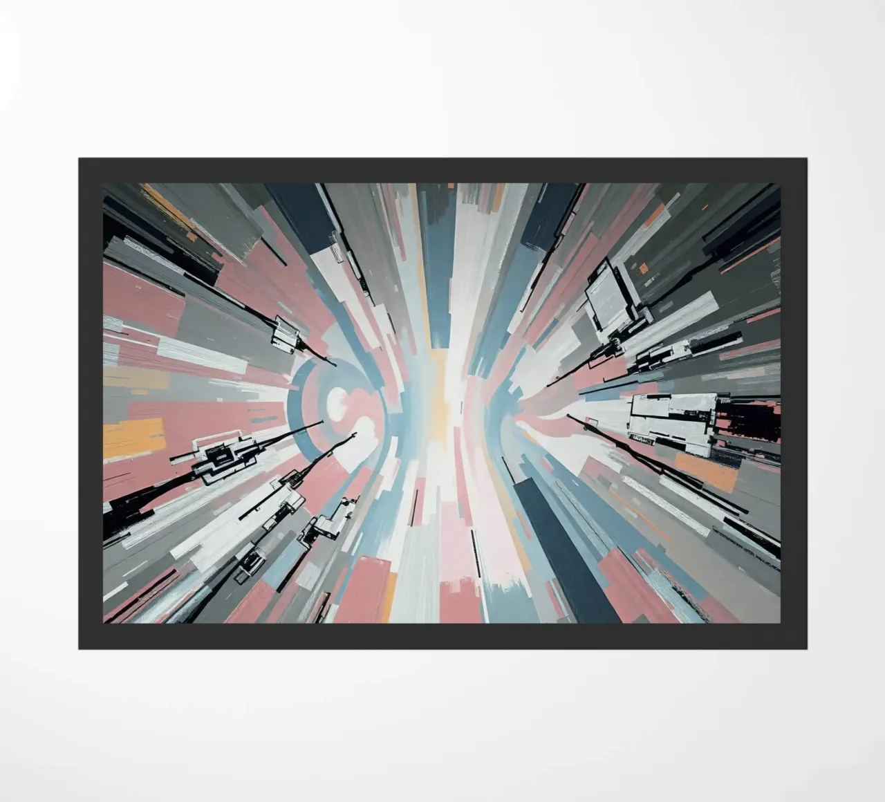 Composizione astratta a linee radiali con luce centrale zerbino da DesignDoodle