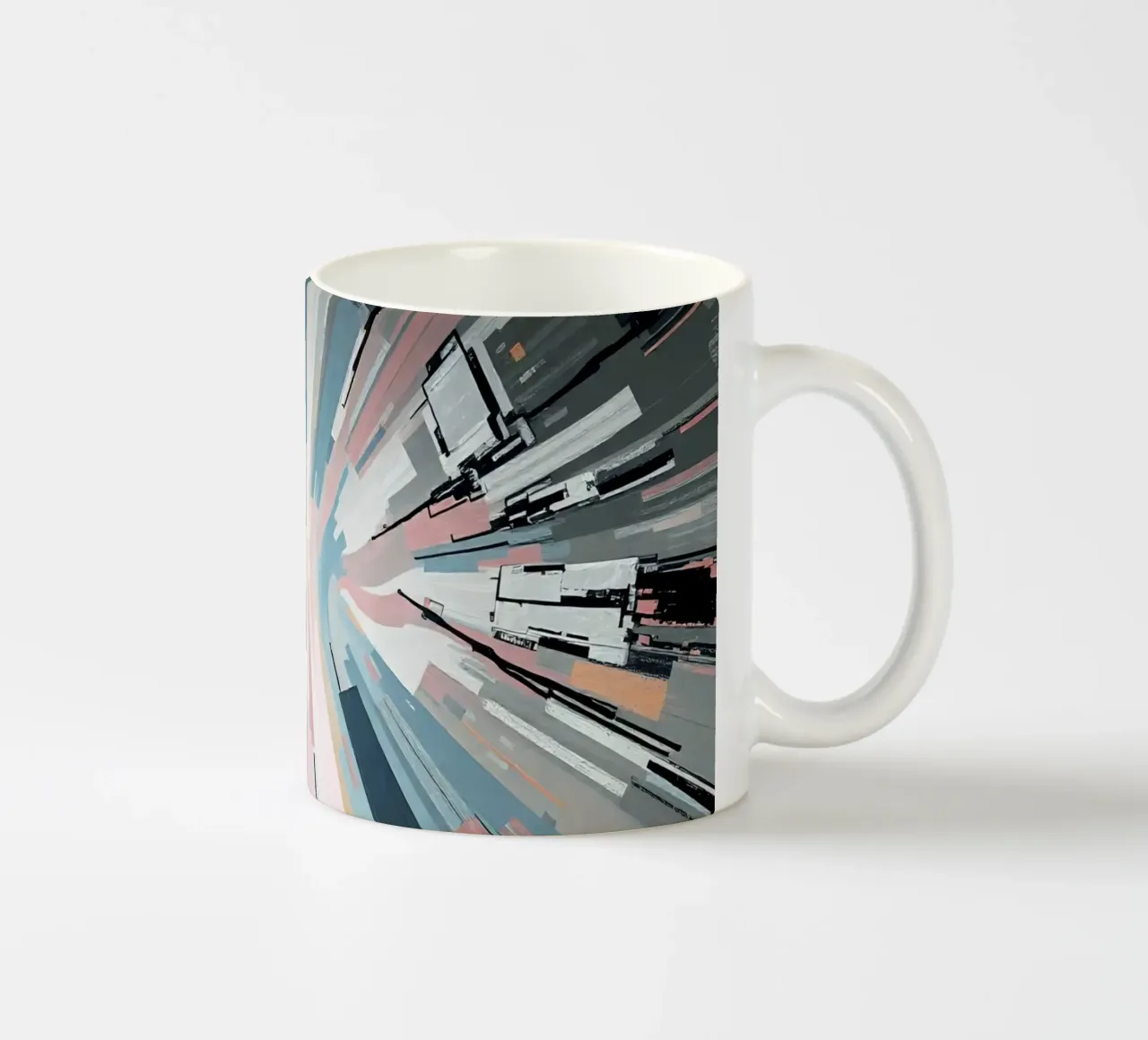 Composizione astratta a linee radiali con luce centrale tazza in ceramica da DesignDoodle