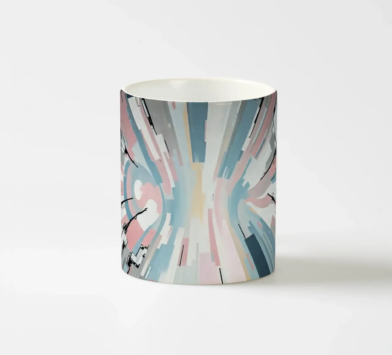 Composizione astratta a linee radiali con luce centrale tazza in ceramica da DesignDoodle