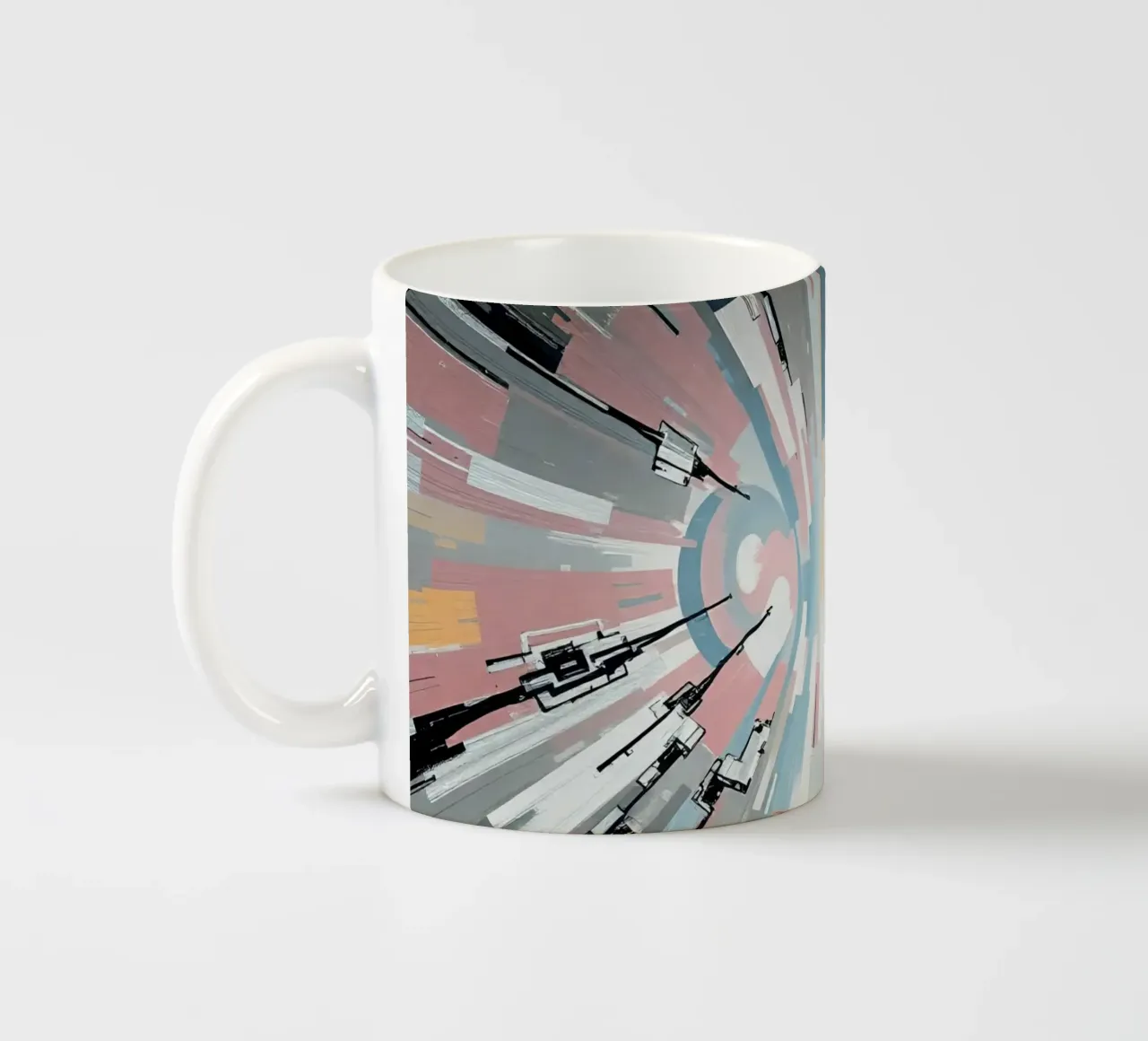 Composizione astratta a linee radiali con luce centrale tazza in ceramica da DesignDoodle