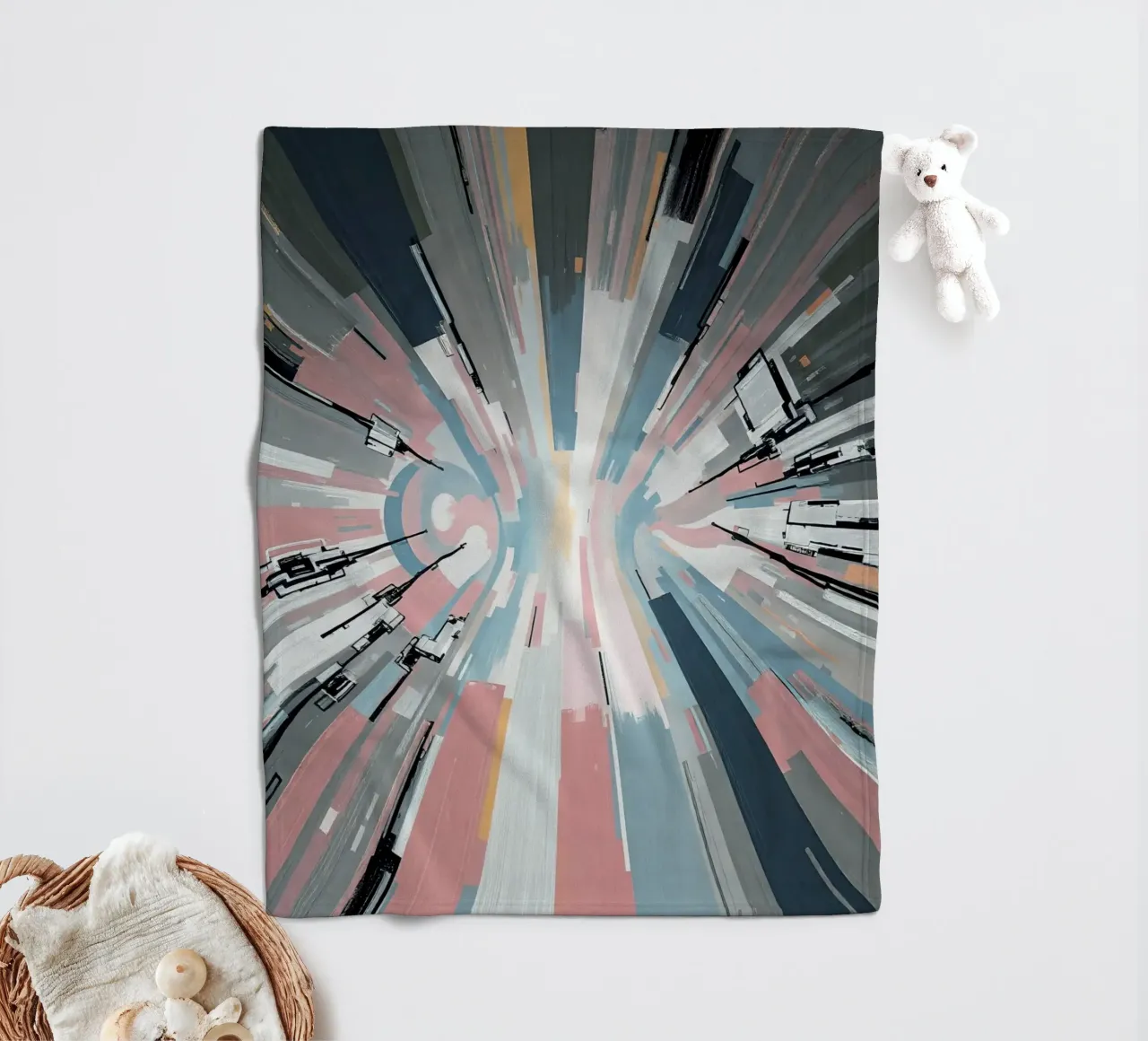 Composizione astratta a linee radiali con luce centrale coperta in pile da DesignDoodle
