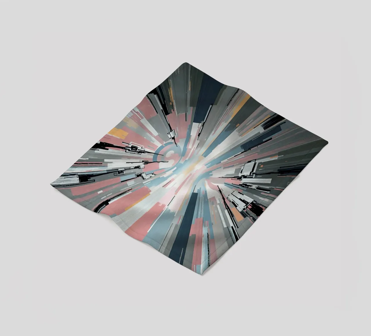 Composizione astratta a linee radiali con luce centrale coperta in pile da DesignDoodle