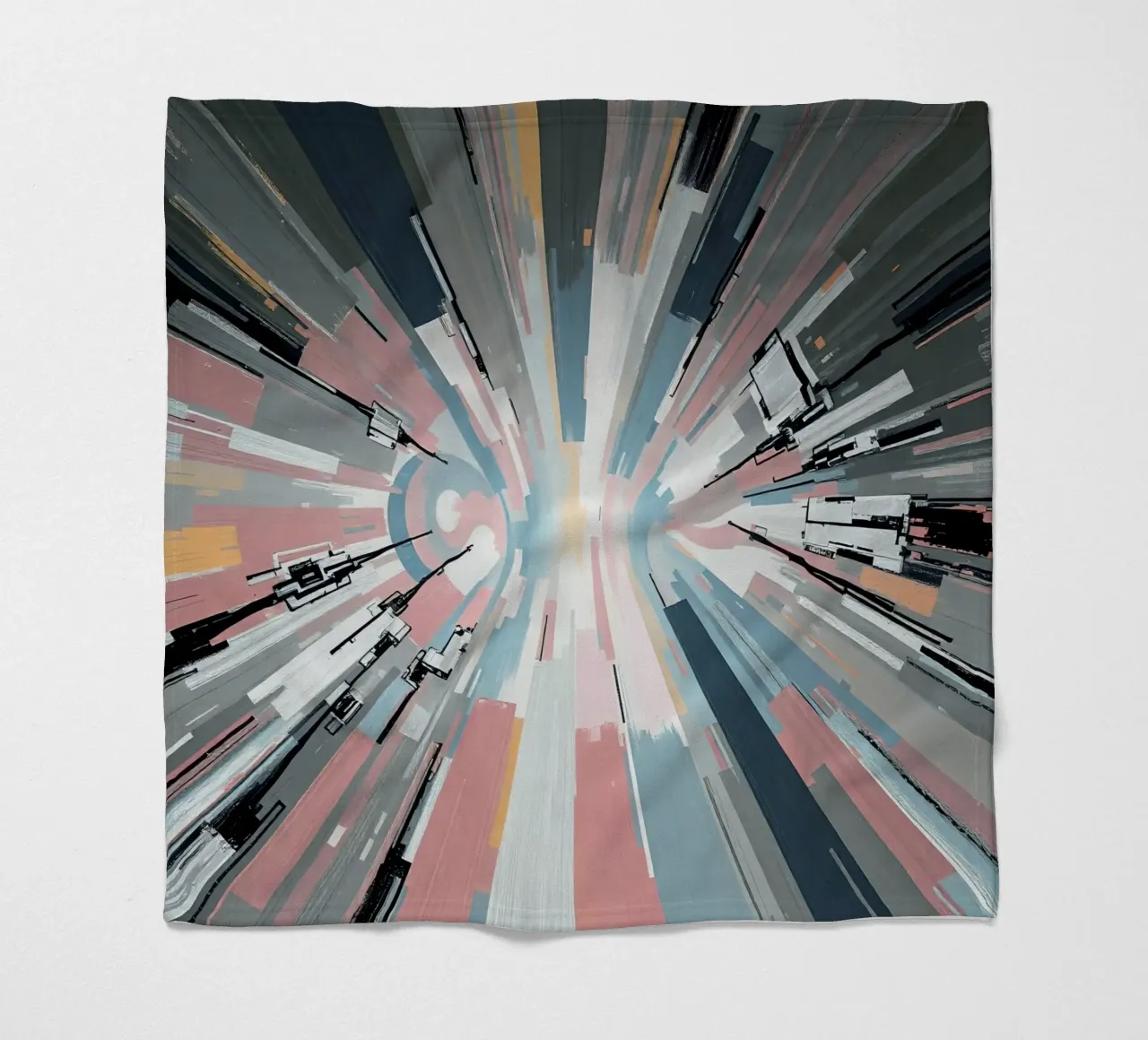 Composizione astratta a linee radiali con luce centrale coperta in pile da DesignDoodle