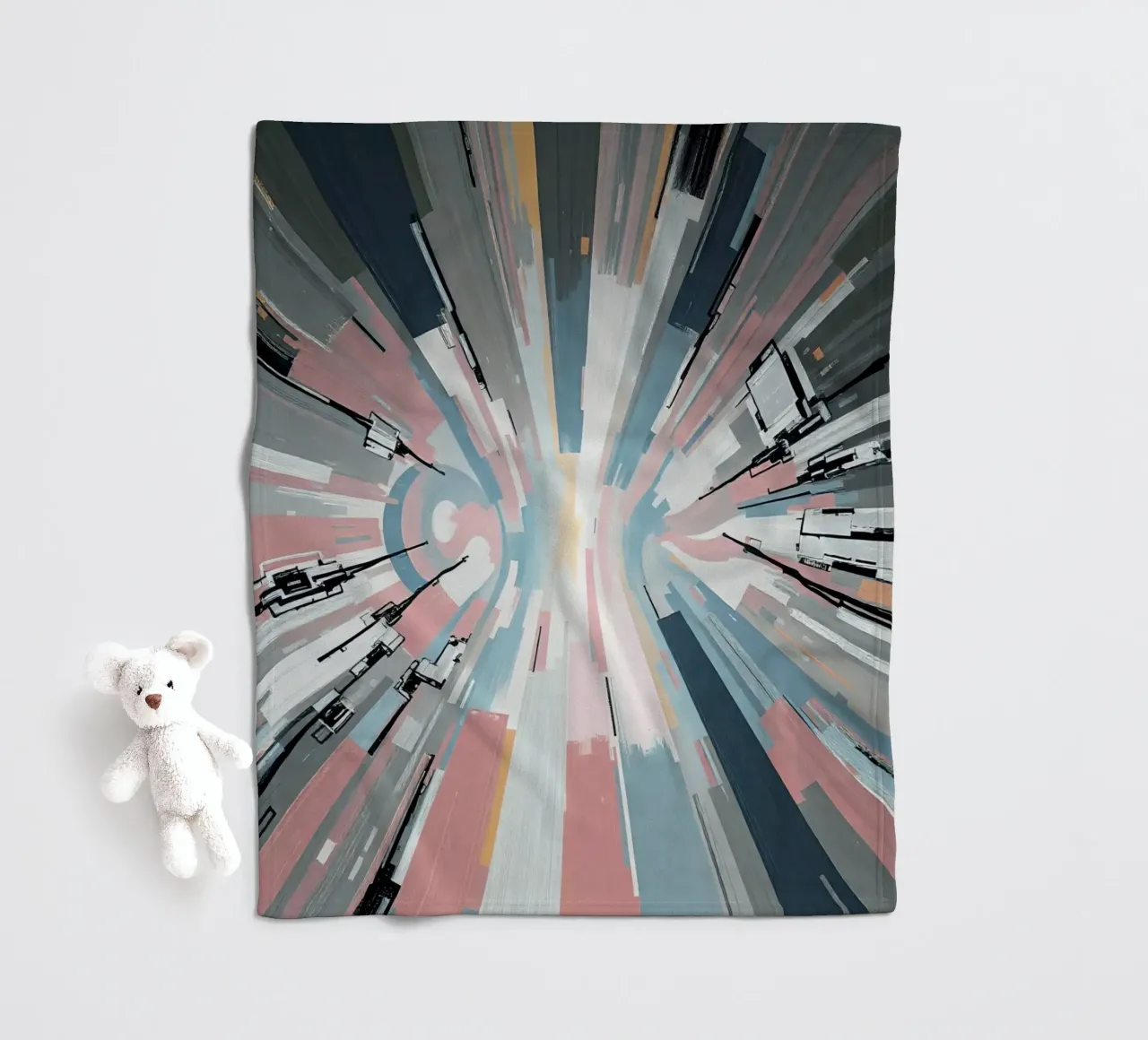 Composizione astratta a linee radiali con luce centrale coperta in pile da DesignDoodle