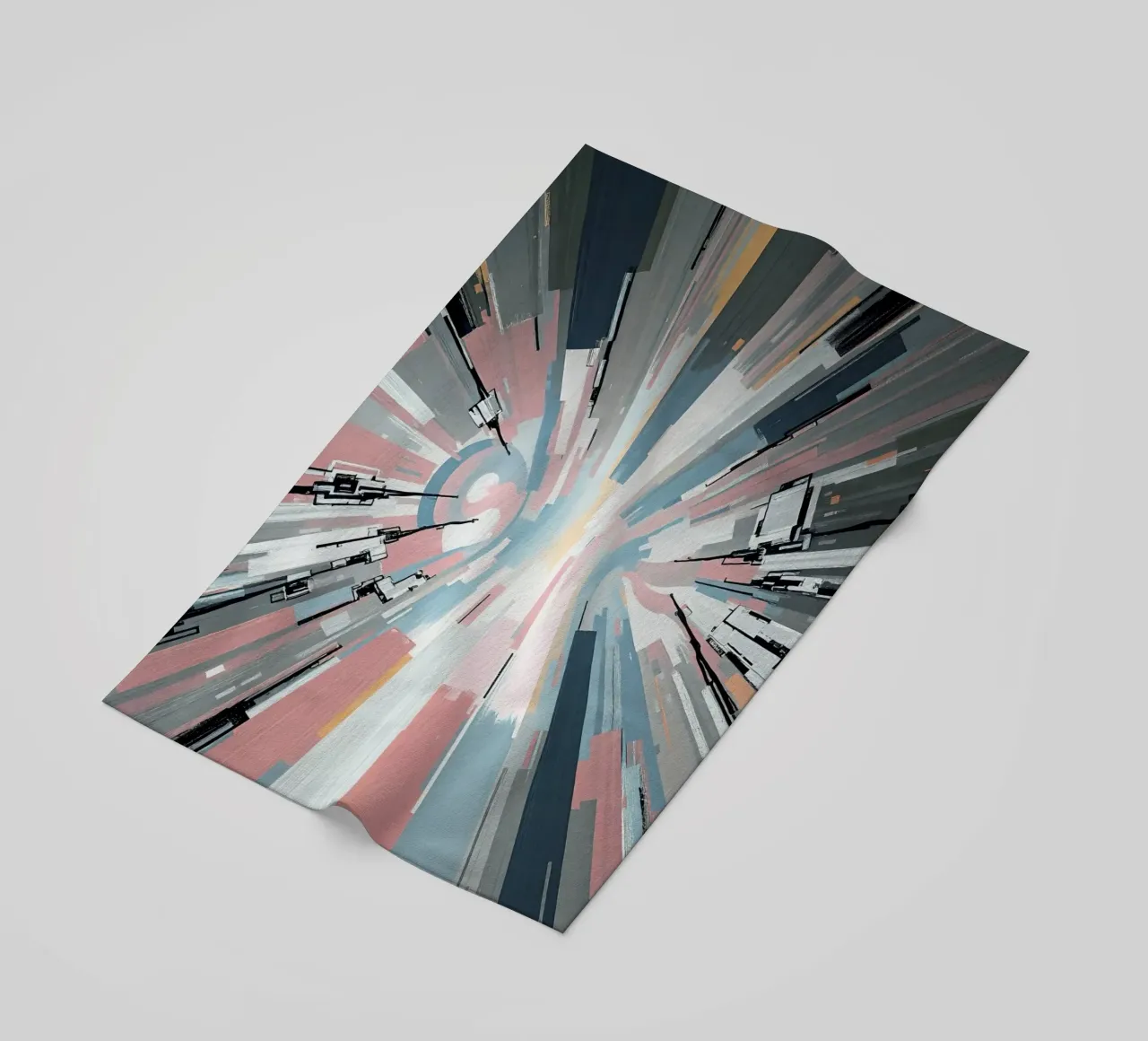 Composizione astratta a linee radiali con luce centrale telo mare da DesignDoodle