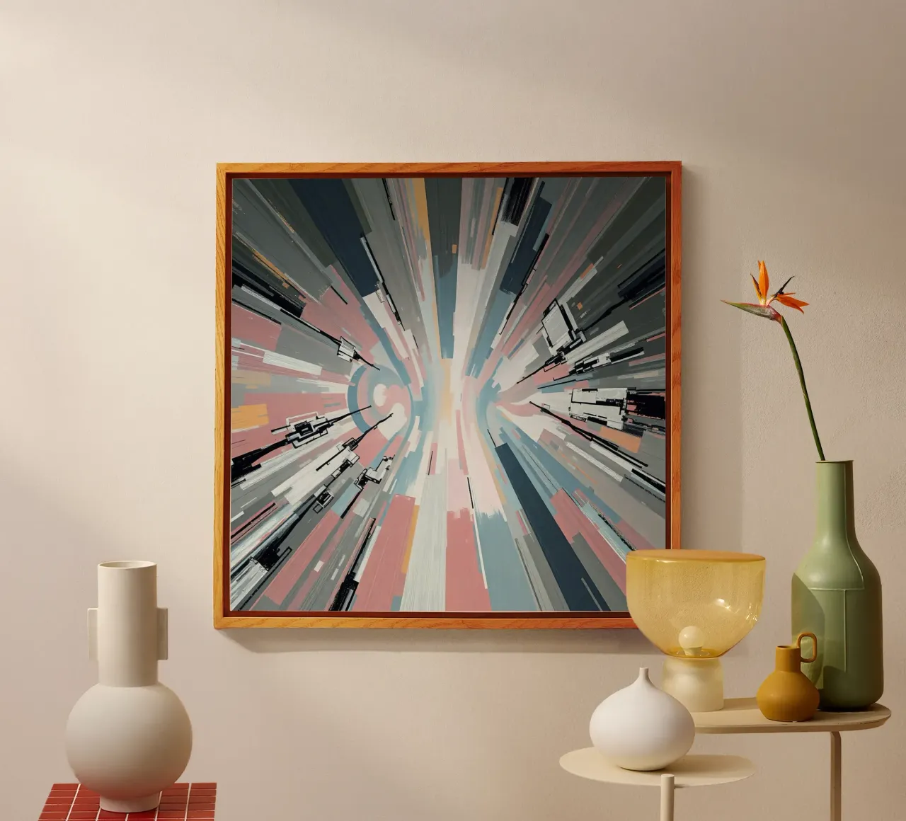 Composizione astratta a linee radiali con luce centrale plexiglass da DesignDoodle