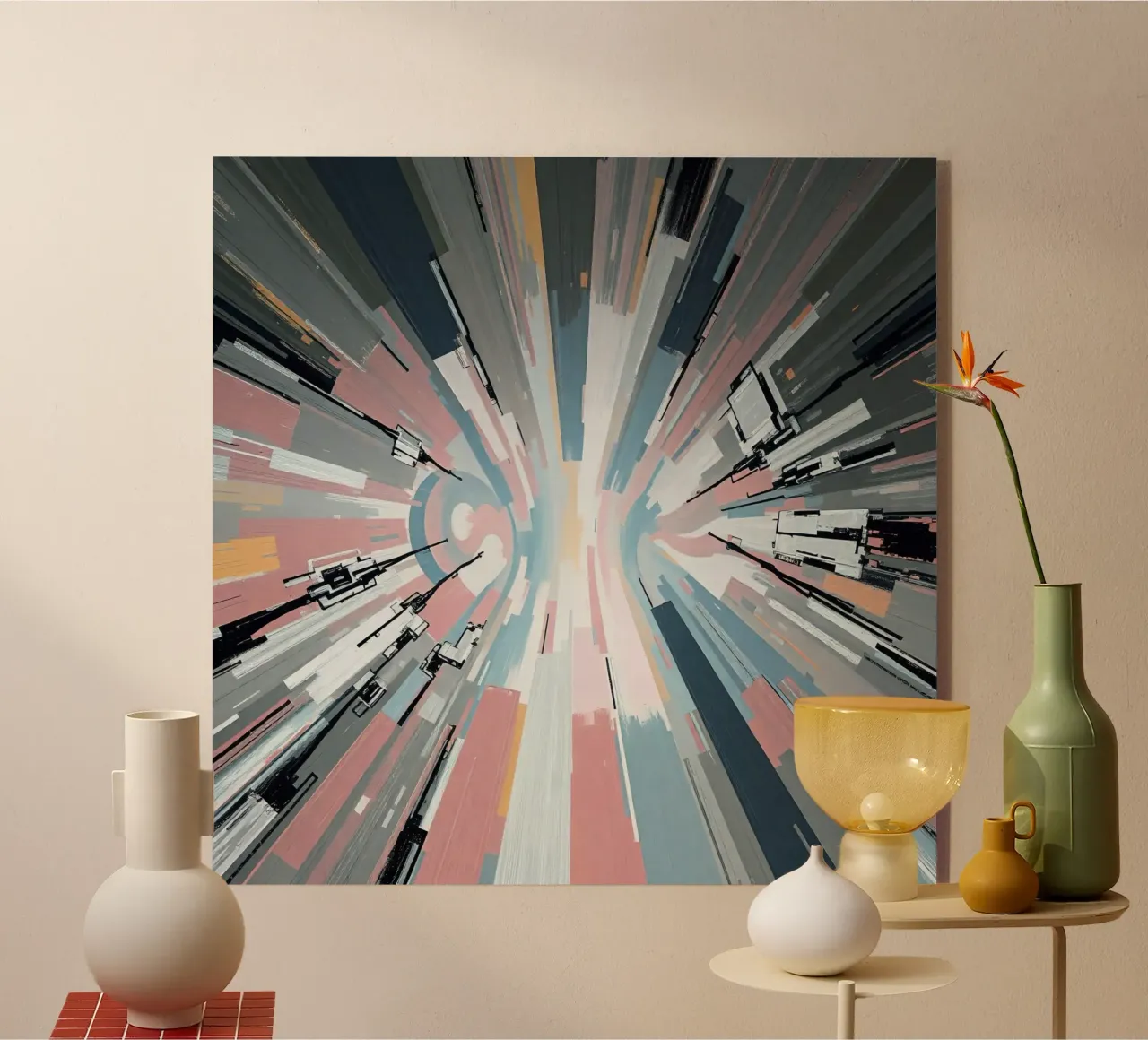 Composizione astratta a linee radiali con luce centrale plexiglass da DesignDoodle