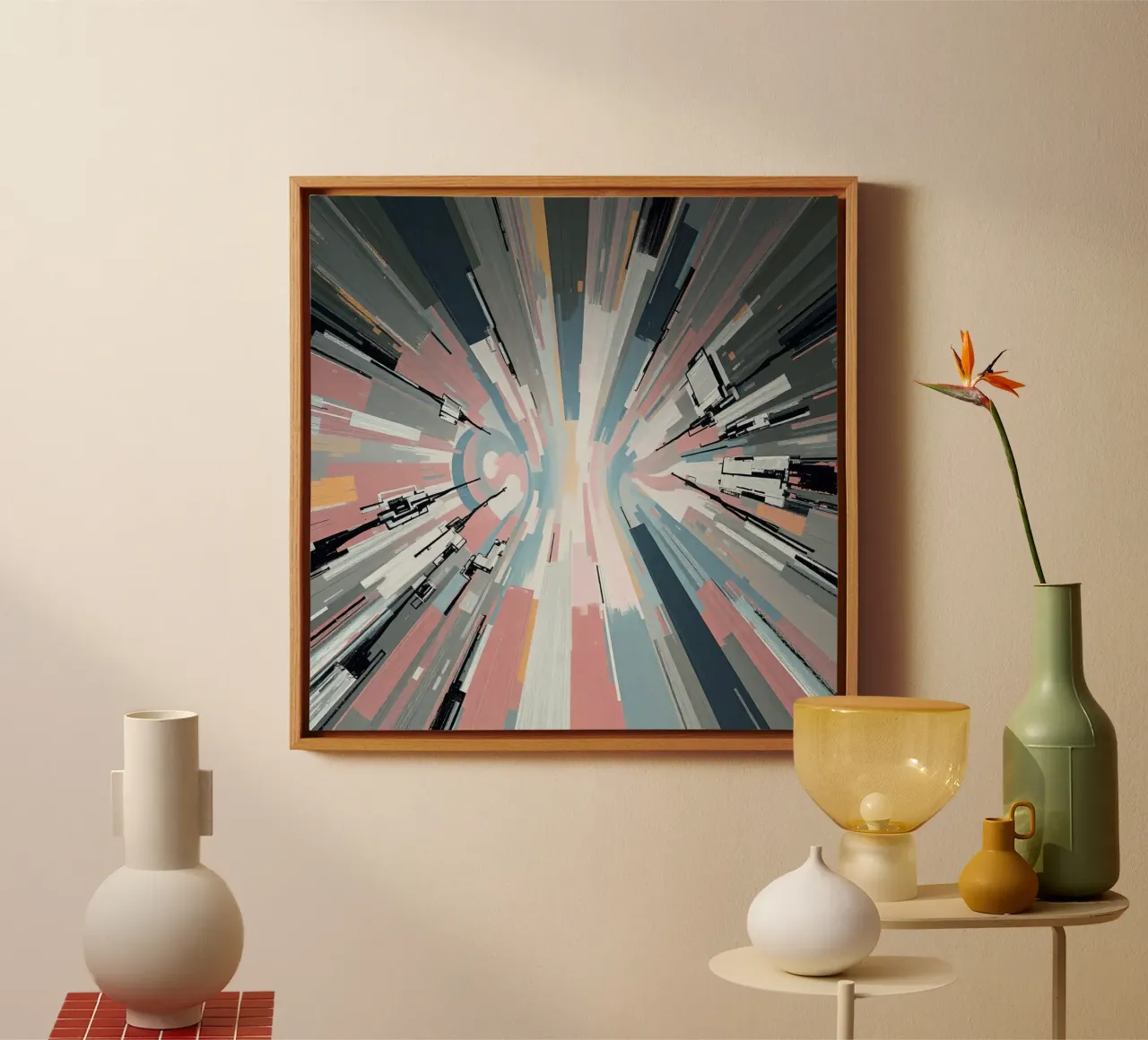 Abstract Radial Line Composition with Central Light canvas with Floater frame by DesignDoodle