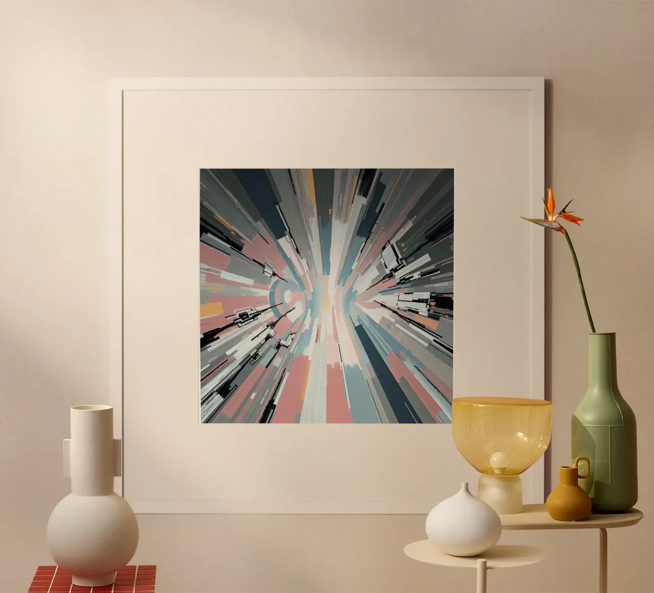 Composizione astratta a linee radiali con luce centrale poster da DesignDoodle