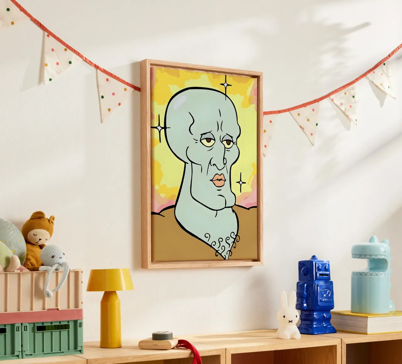 Squidward Tentacles tela con Cornice a cassetta da Low poly art