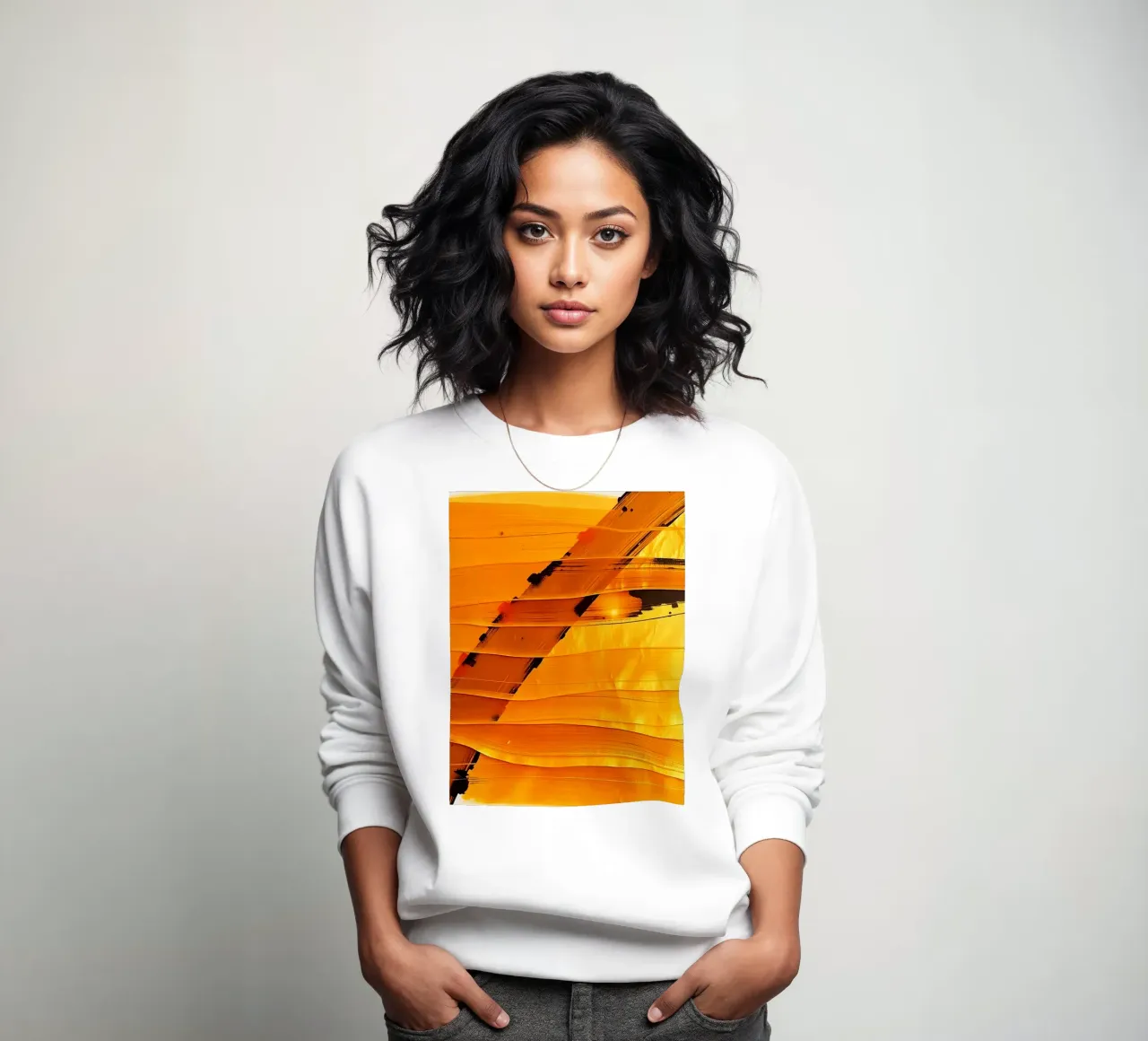 Pittura astratta con tratti gialli e diagonale nera felpa da DesignDoodle