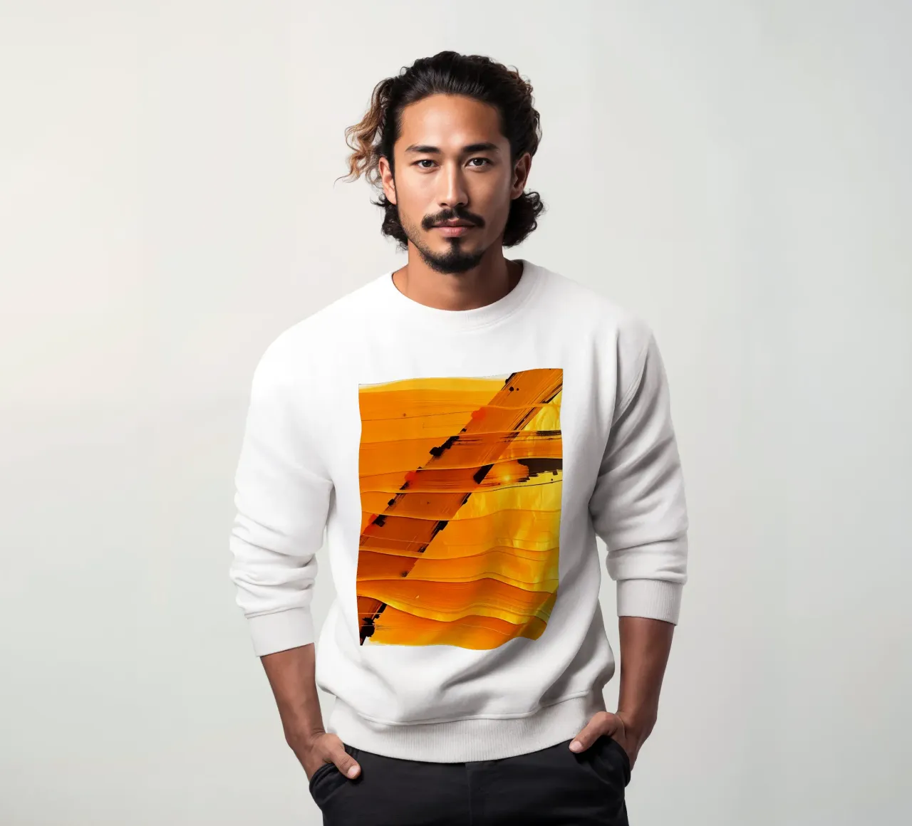 Pittura astratta con tratti gialli e diagonale nera felpa da DesignDoodle