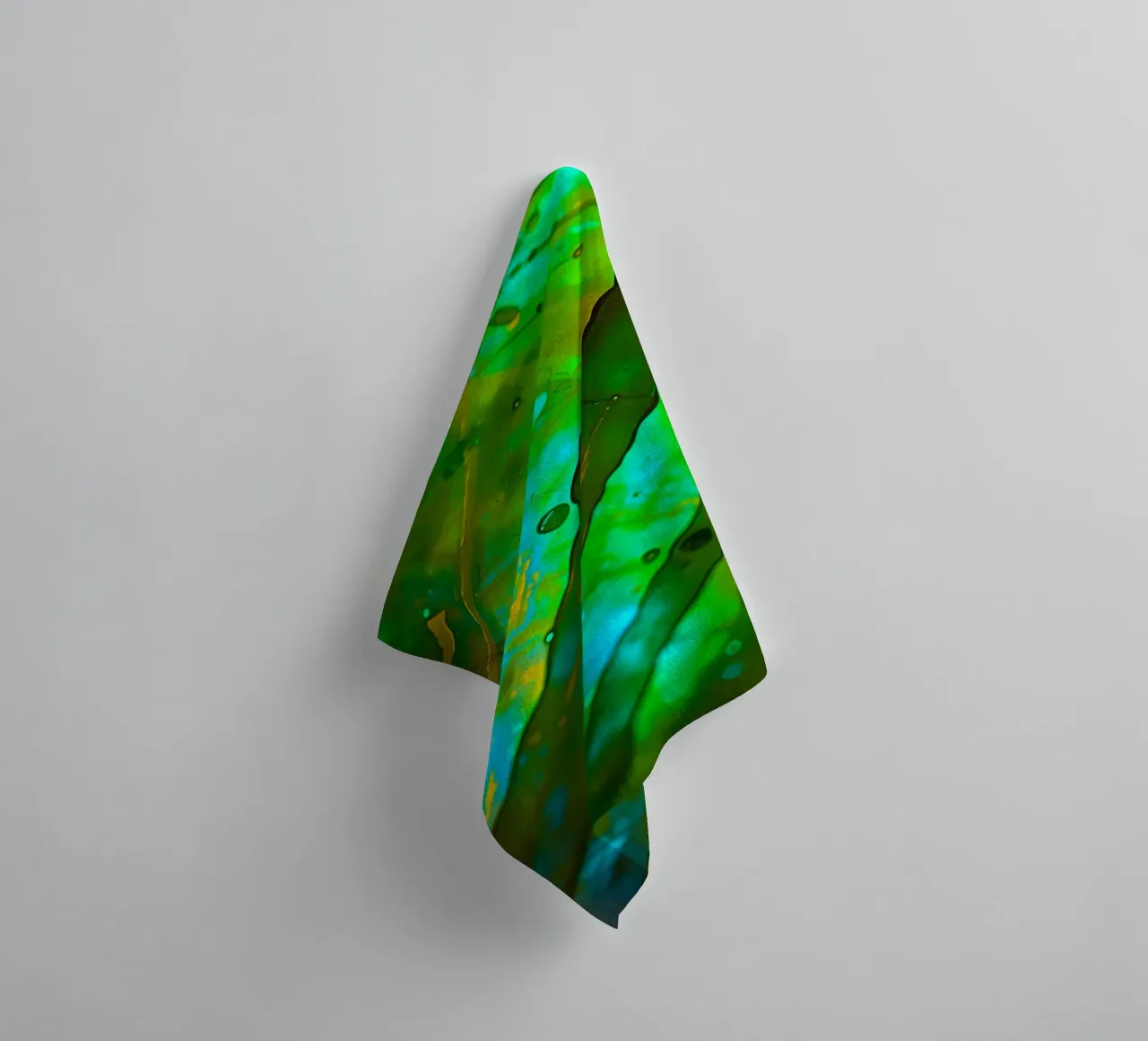 Abstract Green and Blue Fluid Lines on Background towel by DesignDoodle