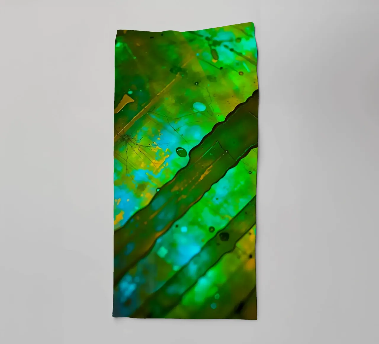 Abstract Green and Blue Fluid Lines on Background towel by DesignDoodle