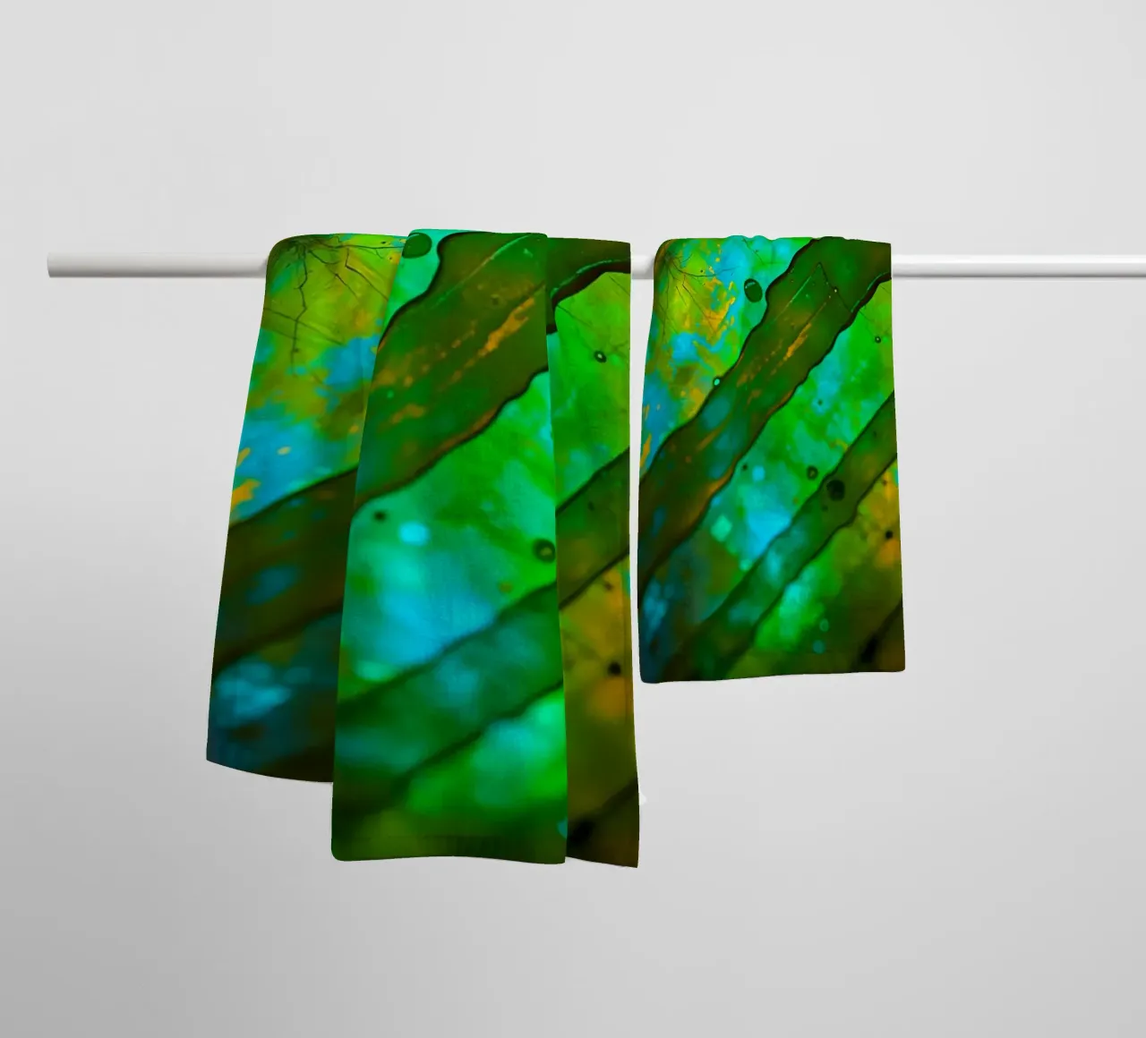 Abstract Green and Blue Fluid Lines on Background towel by DesignDoodle