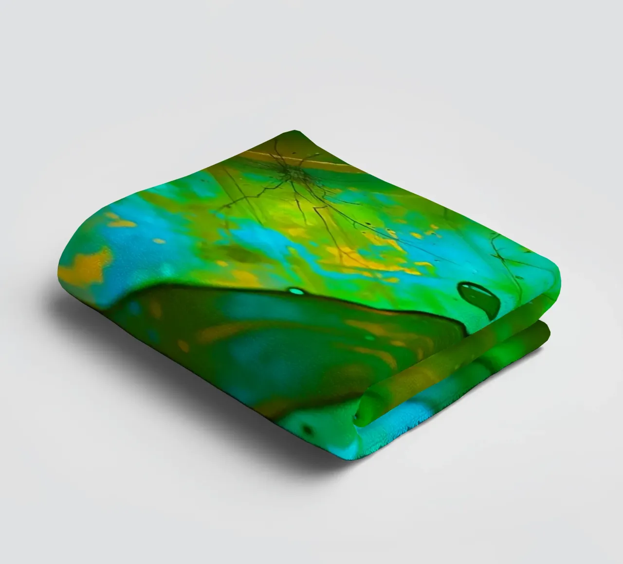 Abstract Green and Blue Fluid Lines on Background towel by DesignDoodle
