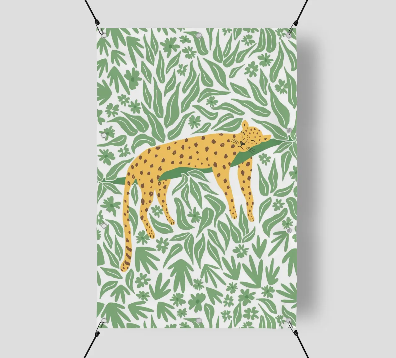 Sleeping leopard - yellow and green telo in pvc da Vivdesign