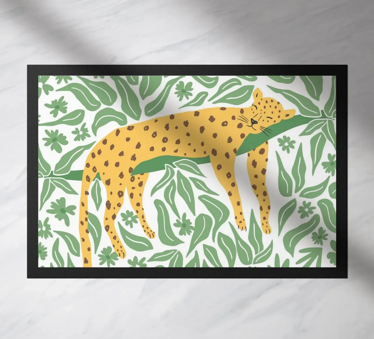 Sleeping leopard - yellow and green zerbino da Vivdesign