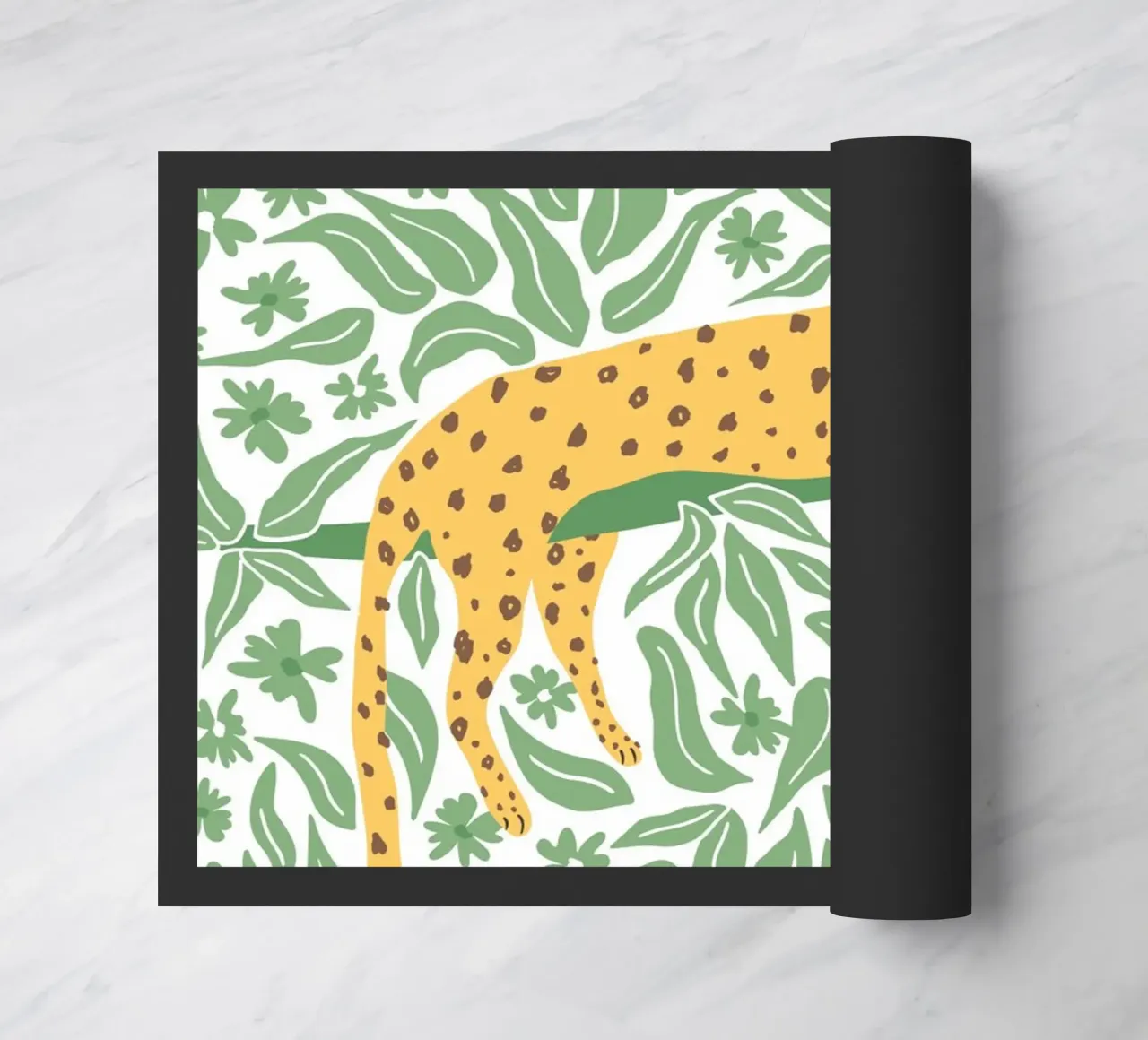 Sleeping leopard - yellow and green zerbino da Vivdesign