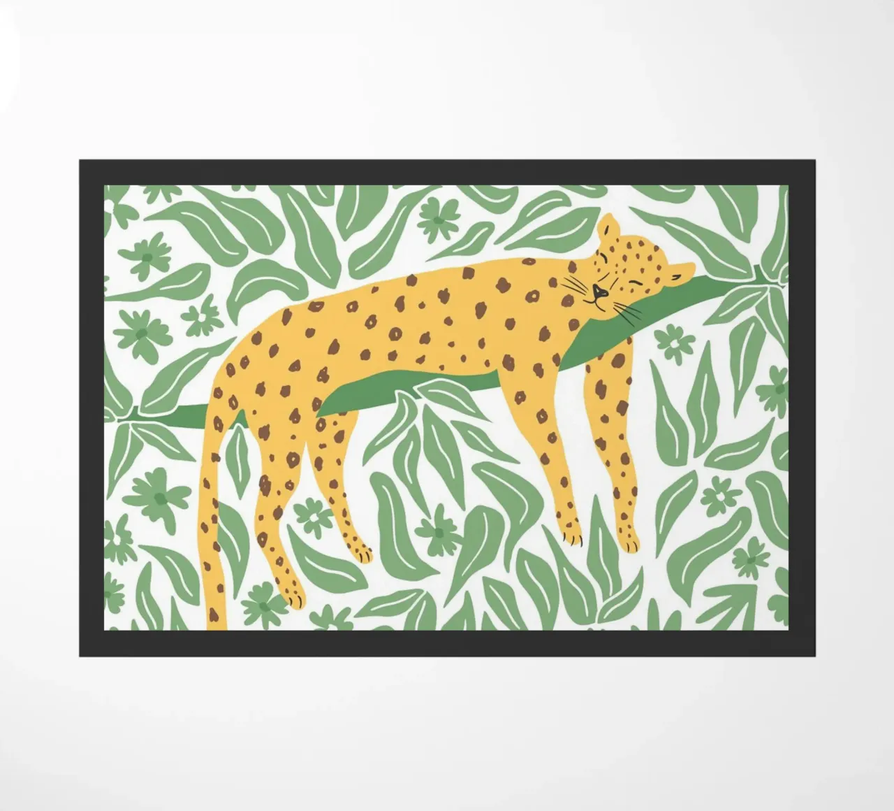 Sleeping leopard - yellow and green zerbino da Vivdesign