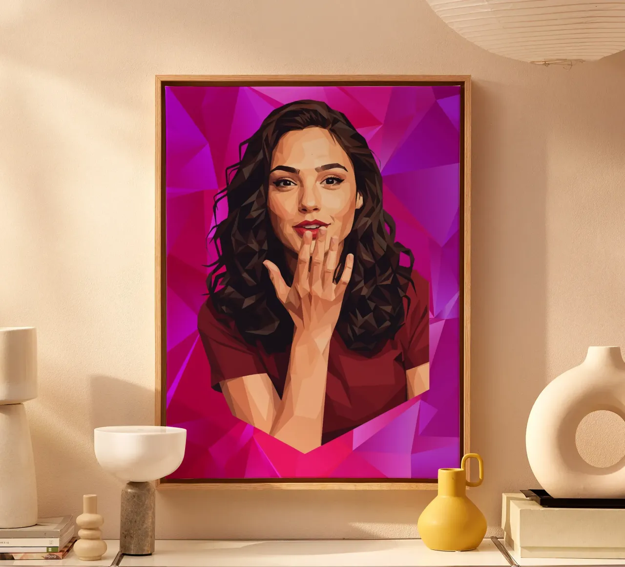 Gal gadot Low poly tela con Cornice a cassetta da Low Profile