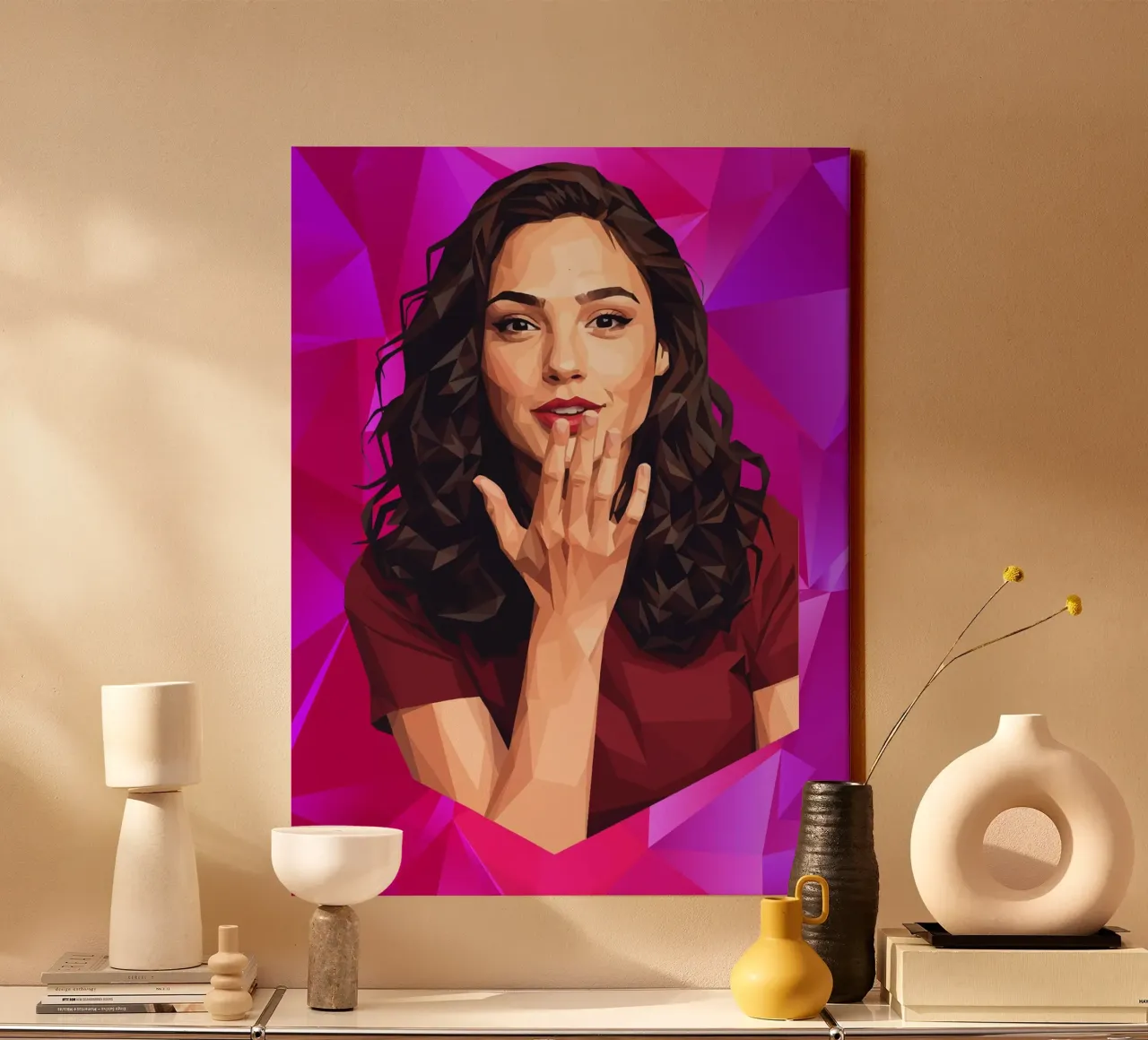 Gal gadot Low poly tela con Cornice a cassetta da Low Profile