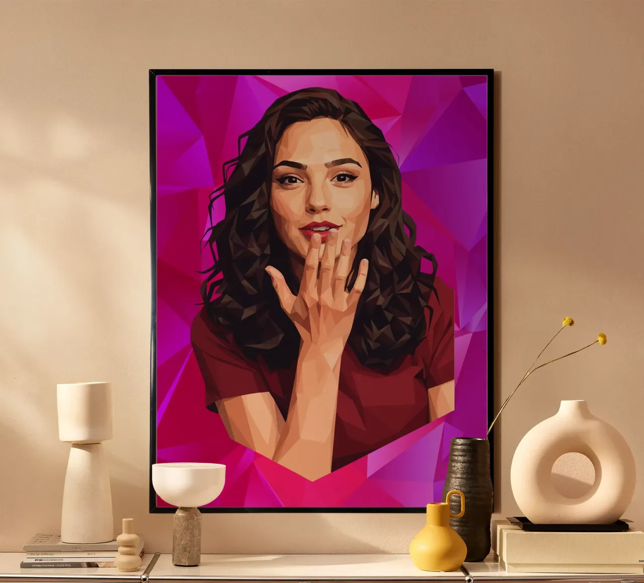 Gal gadot Low poly poster con telaio in legno da Low Profile