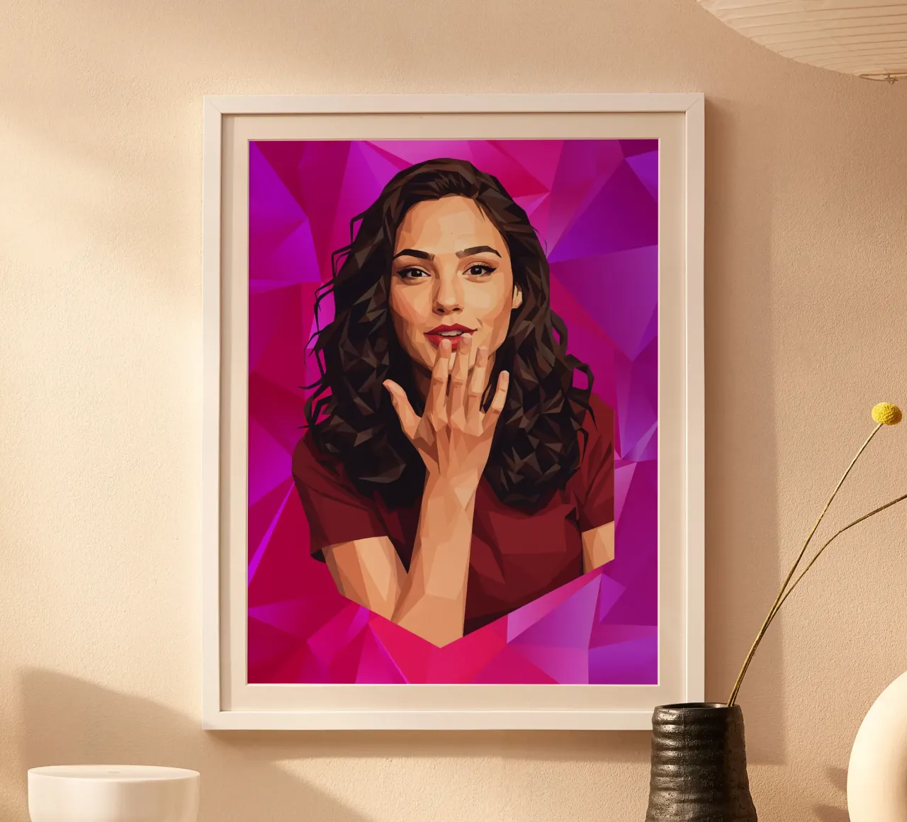 Gal gadot Low poly poster con telaio in legno da Low Profile