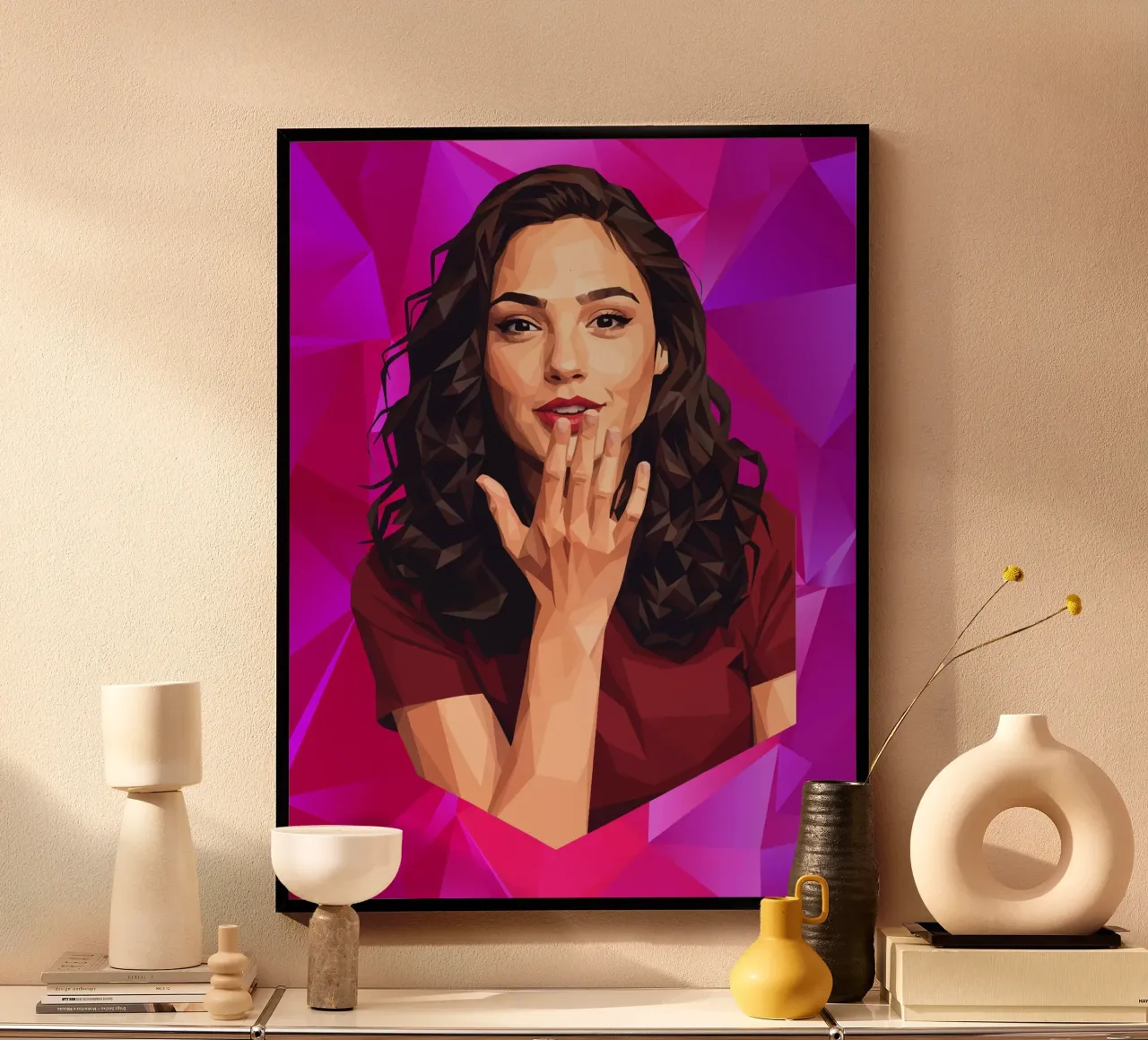 Gal gadot Low poly poster con telaio in legno da Low Profile