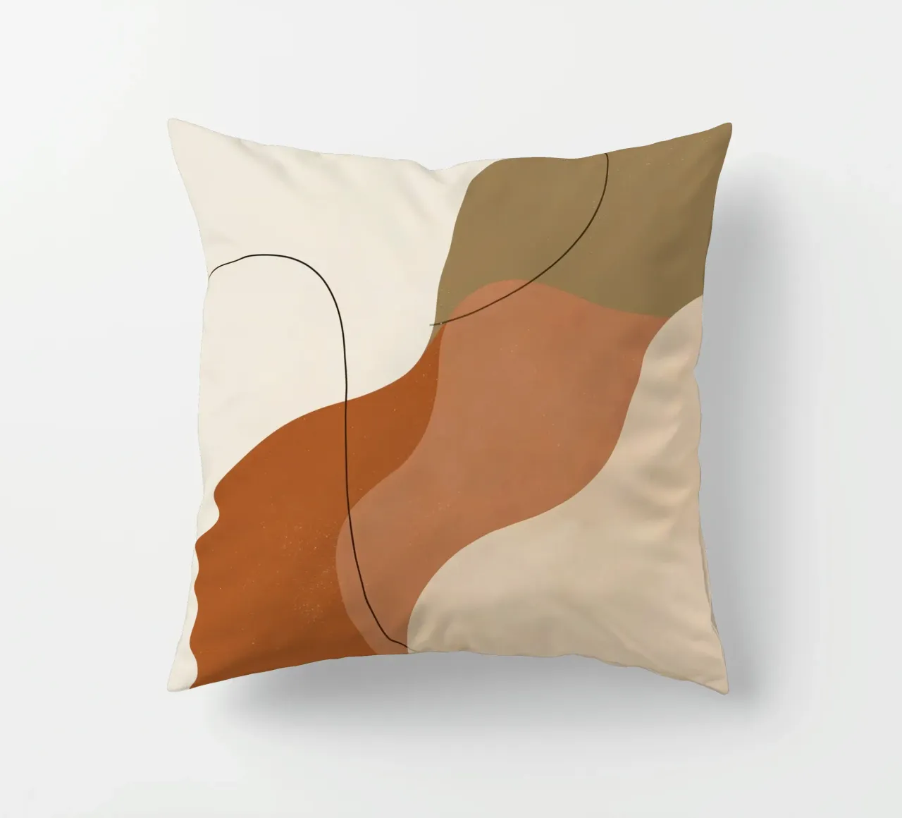 Forme astratte dai toni della terra con linee nere cuscino da DesignDoodle