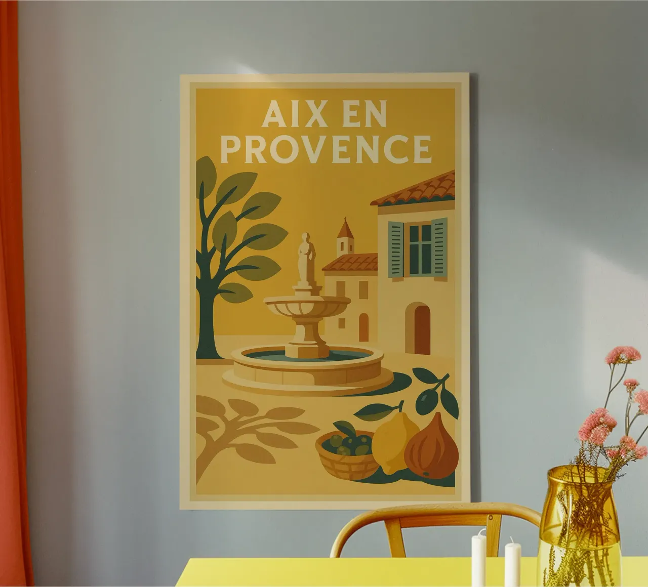 Aix-en-Provence - The sunny charm of Provence canvas with Floater frame by JETLAG | affiches voyage