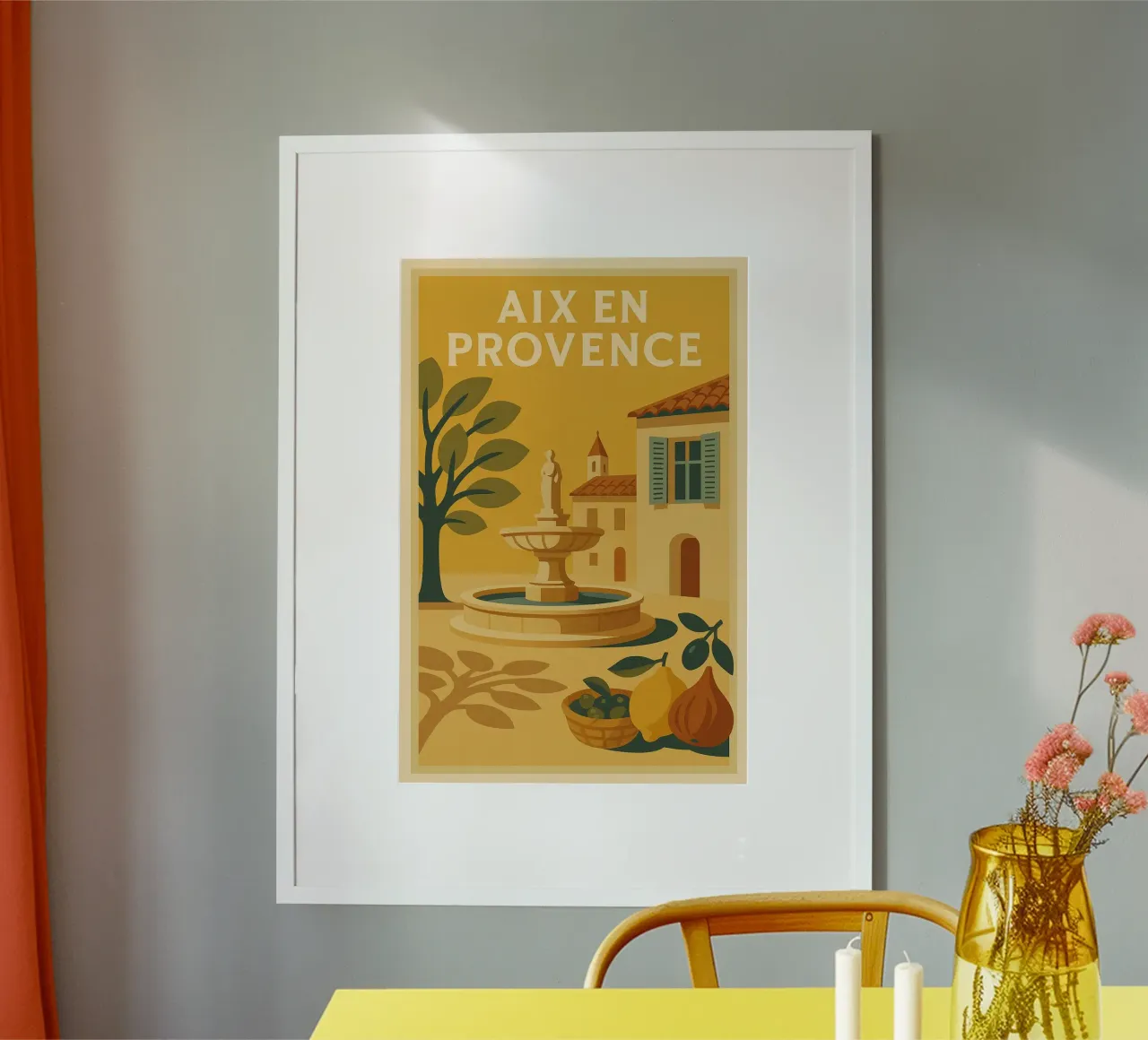 Aix-en-Provence - Il fascino solare della Provenza poster con telaio in legno da JETLAG | affiches voyage