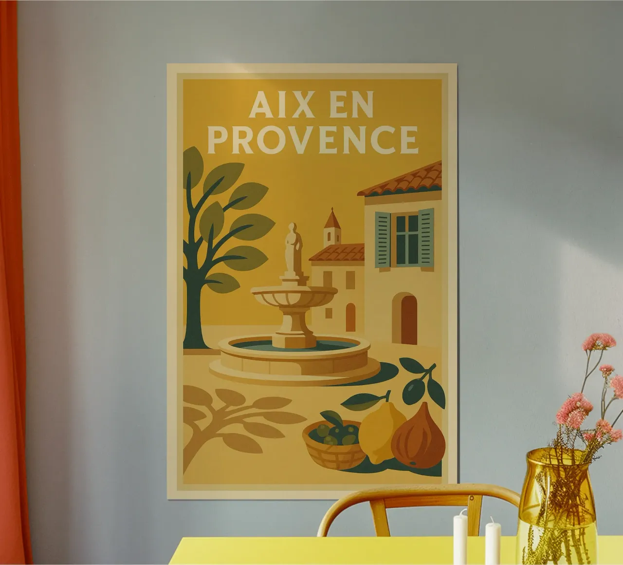 Aix-en-Provence - Il fascino solare della Provenza poster con telaio in legno da JETLAG | affiches voyage