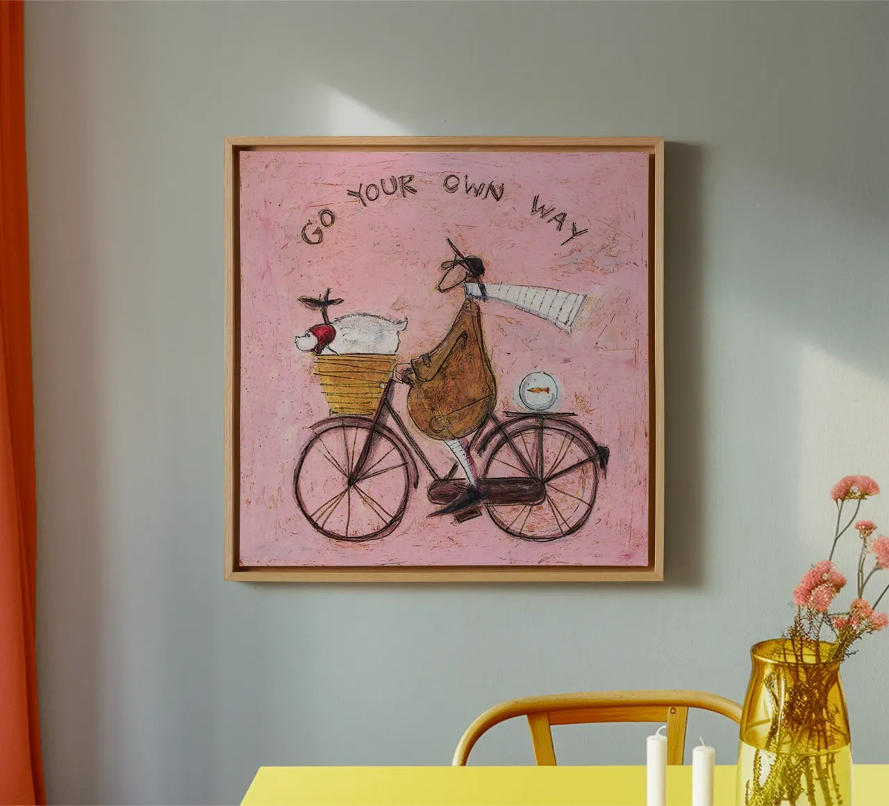 sam toft go your own way canvas with Floater frame by mix mate