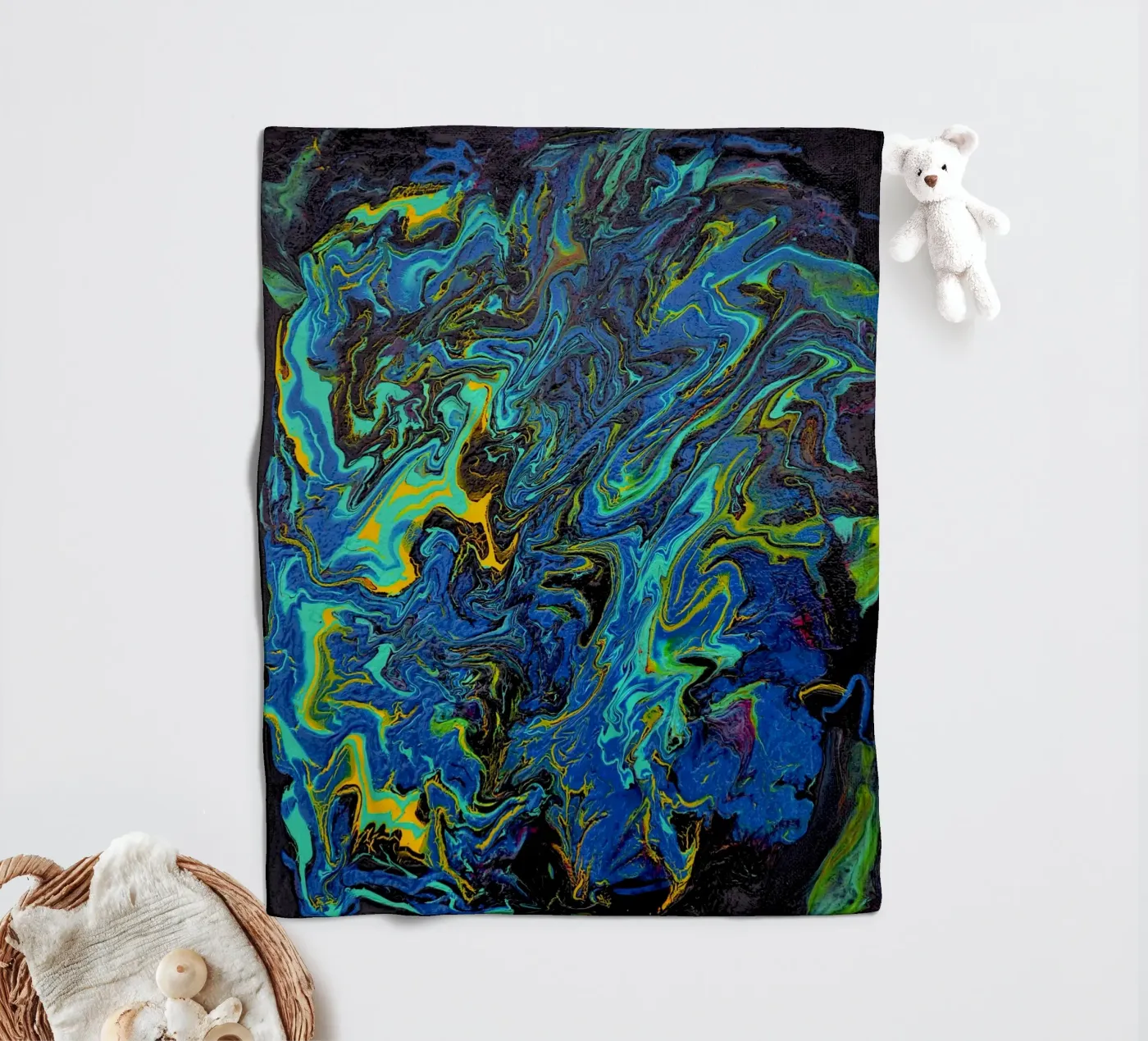 INTO THE DEEP Fleecedecke von Thierry Vobmann Abstract painting