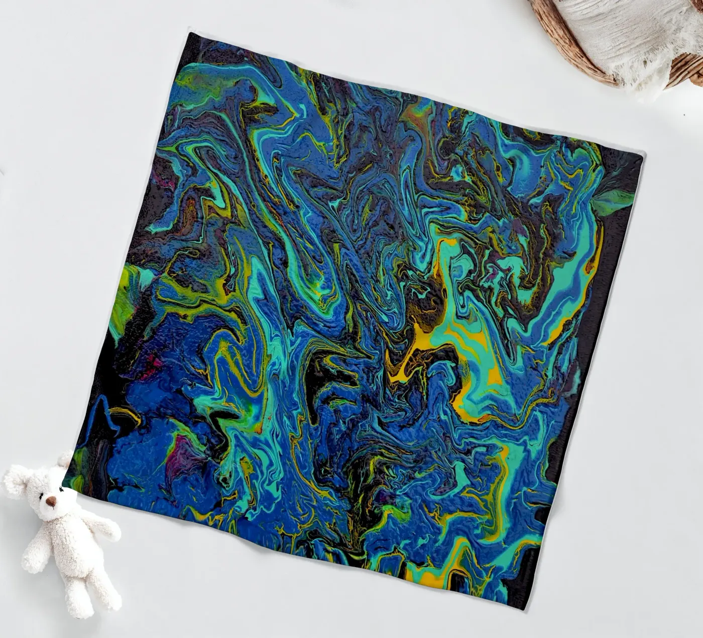INTO THE DEEP Fleecedecke von Thierry Vobmann Abstract painting