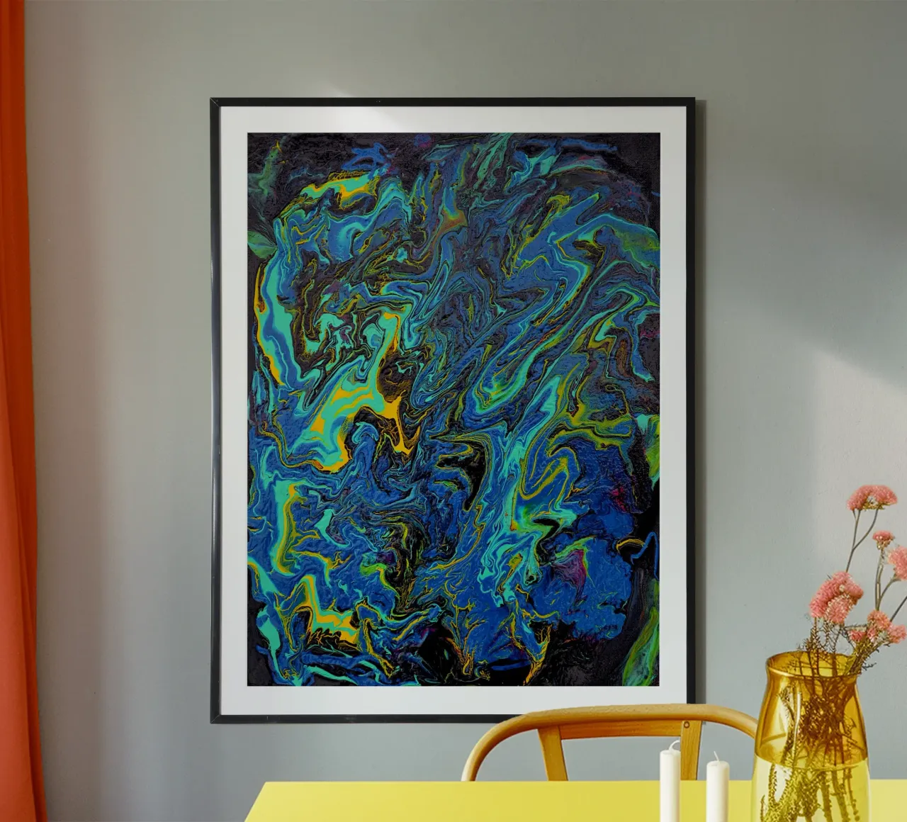 INTO THE DEEP poster con telaio in legno da Thierry Vobmann Abstract painting