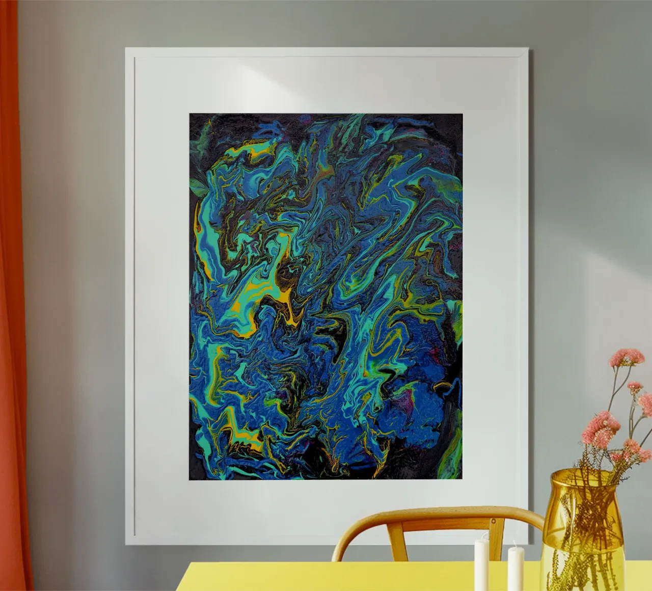 INTO THE DEEP poster con telaio in legno da Thierry Vobmann Abstract painting