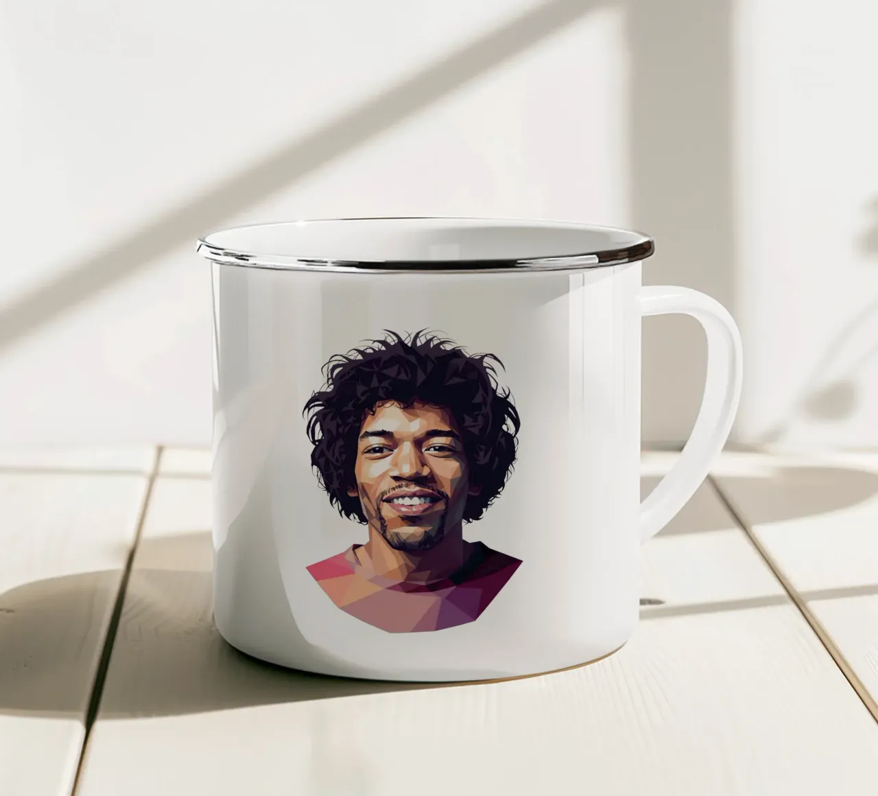 Jimi Hendrix Lowpoly tazza in smalto da Low Profile