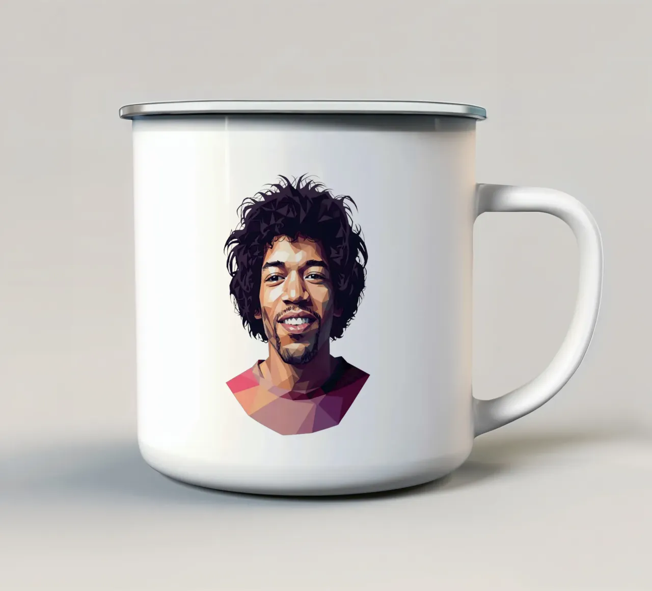 Jimi Hendrix Lowpoly tazza in smalto da Low Profile